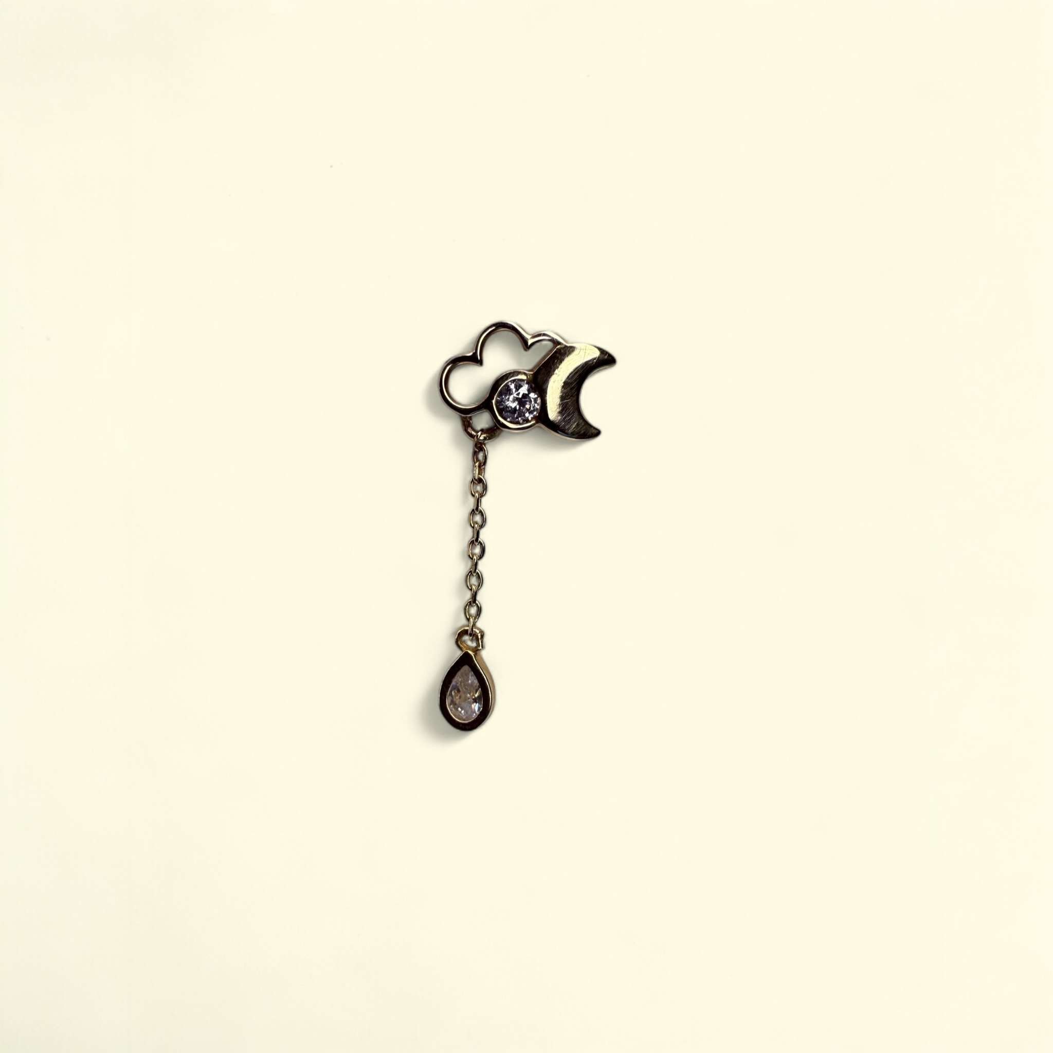 Terminale Luna e nuvola con pendente in oro giallo 14K