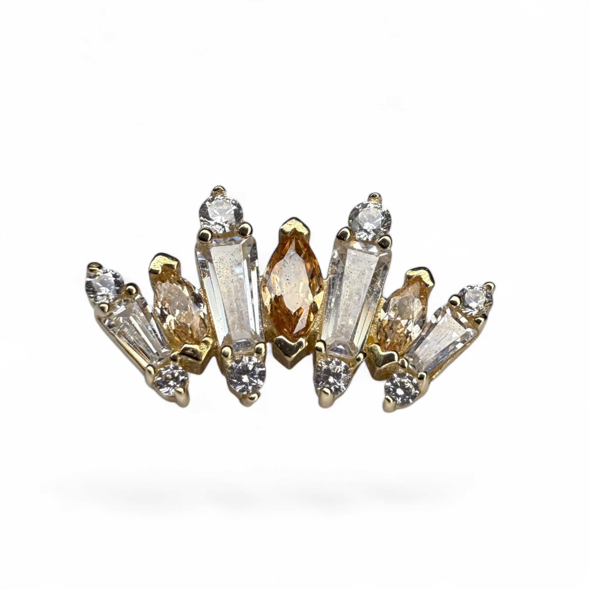 Terminale in oro corona con marquise e baguette