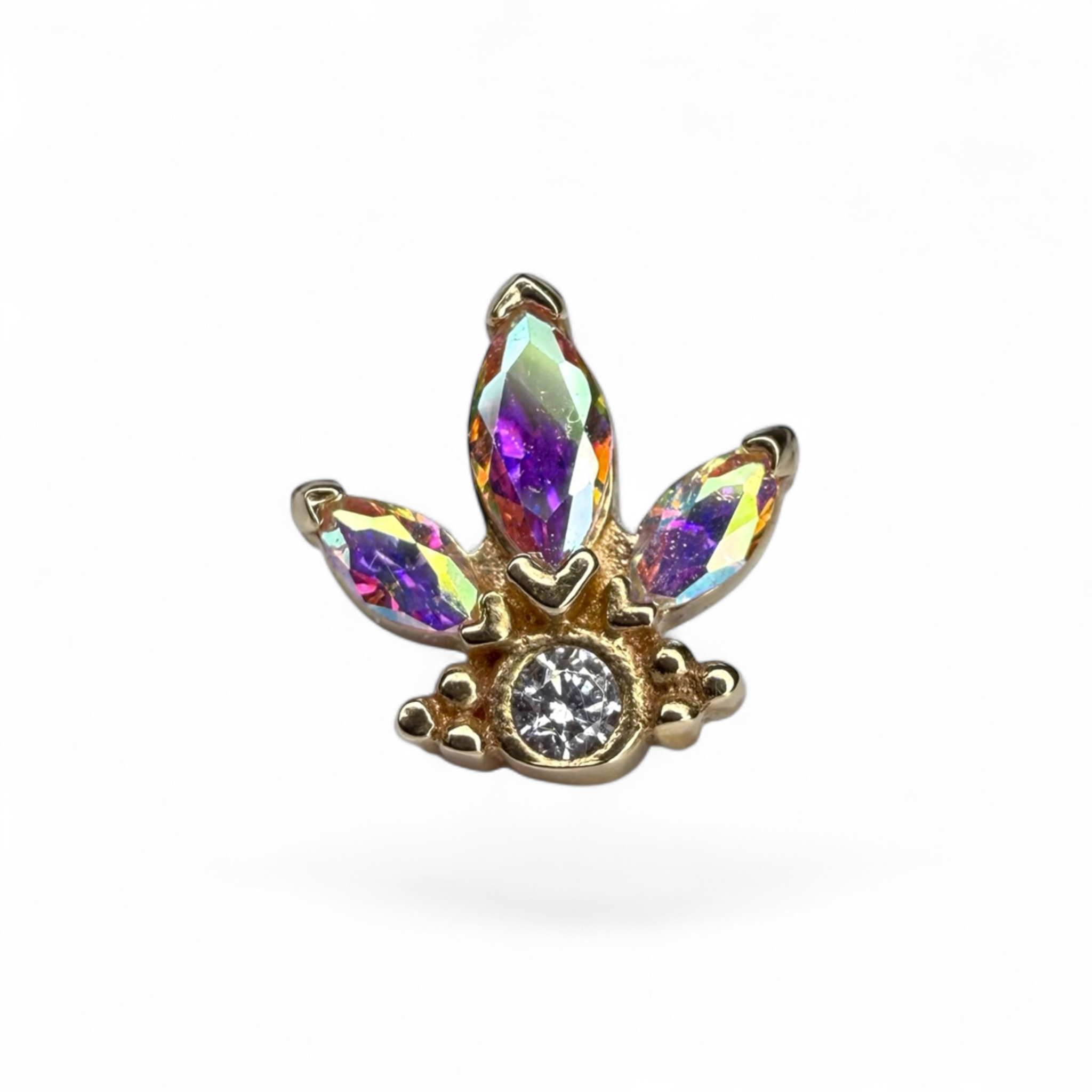 Terminale in oro con marquise multicolor e zircone centrale