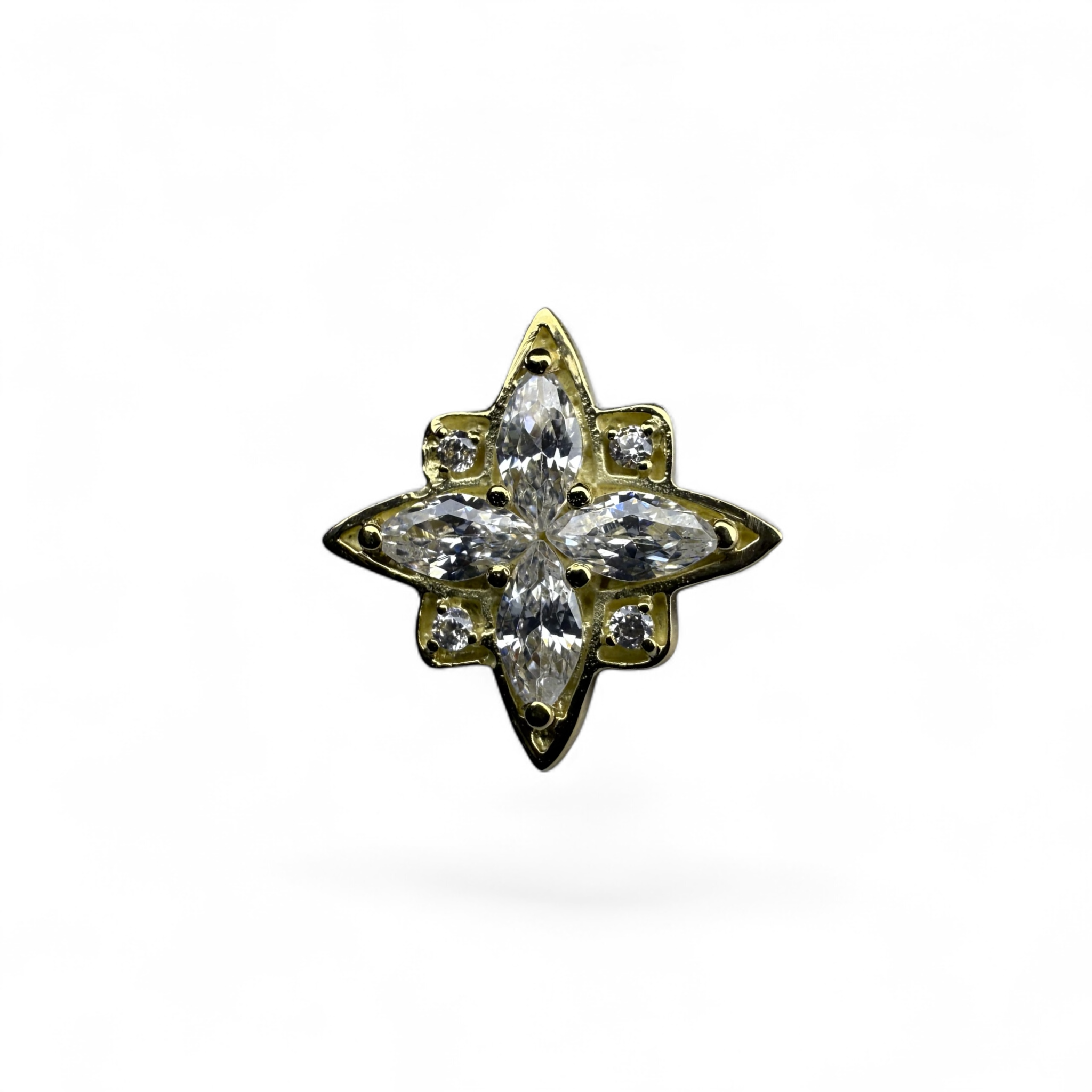 Terminale in Oro 14K con Zirconi – Stella Marquise