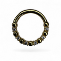 Clicker Oro 14K Beaded & Round Pavé