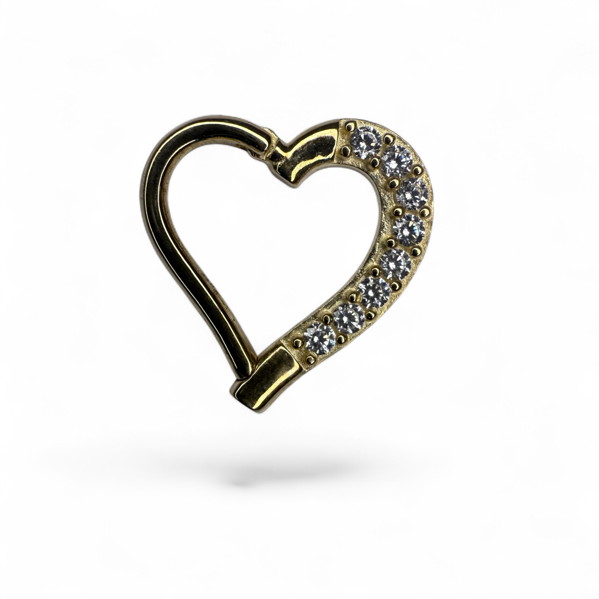Clicker Cuore Oro 14K Pavé – Daith Sinistro