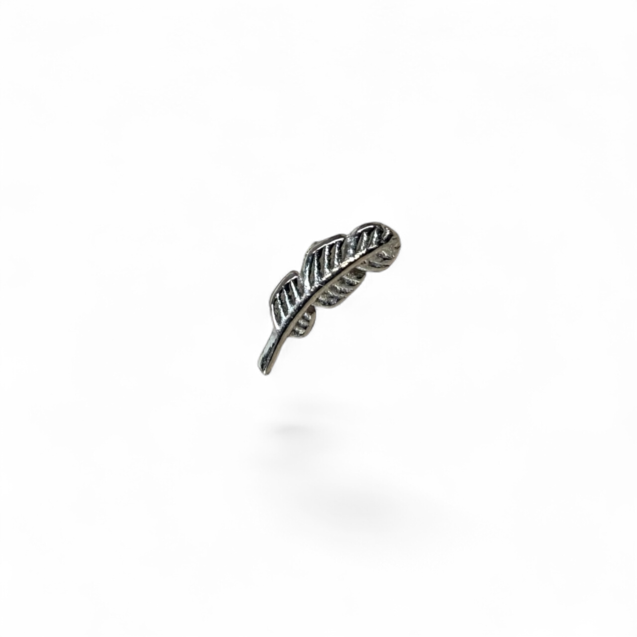 Terminale Oro Bianco 14K Mini Piuma