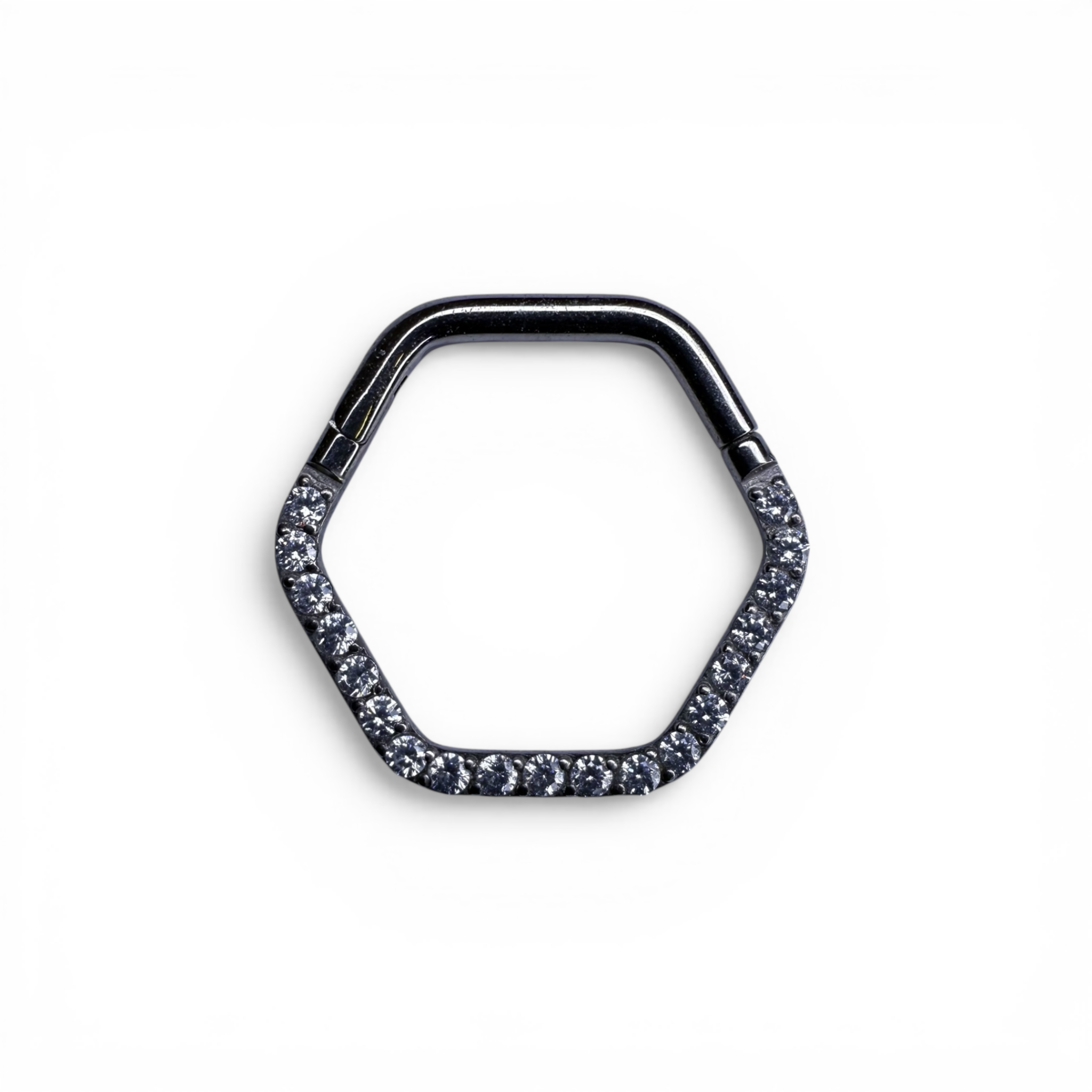 Clicker esagonale in titanio con zirconi pavé – Kaelis