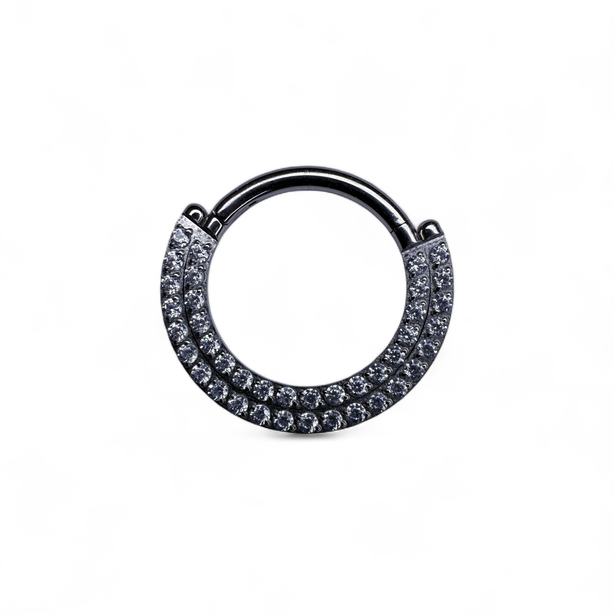 Clicker in titanio con doppio pavé di zirconi – Virelle