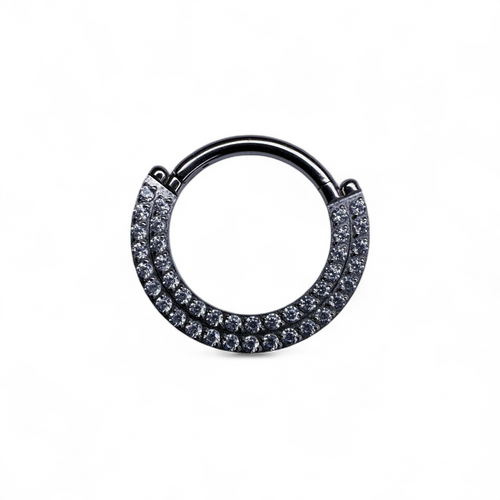 Clicker in titanio con doppio pavé di zirconi – Virelle