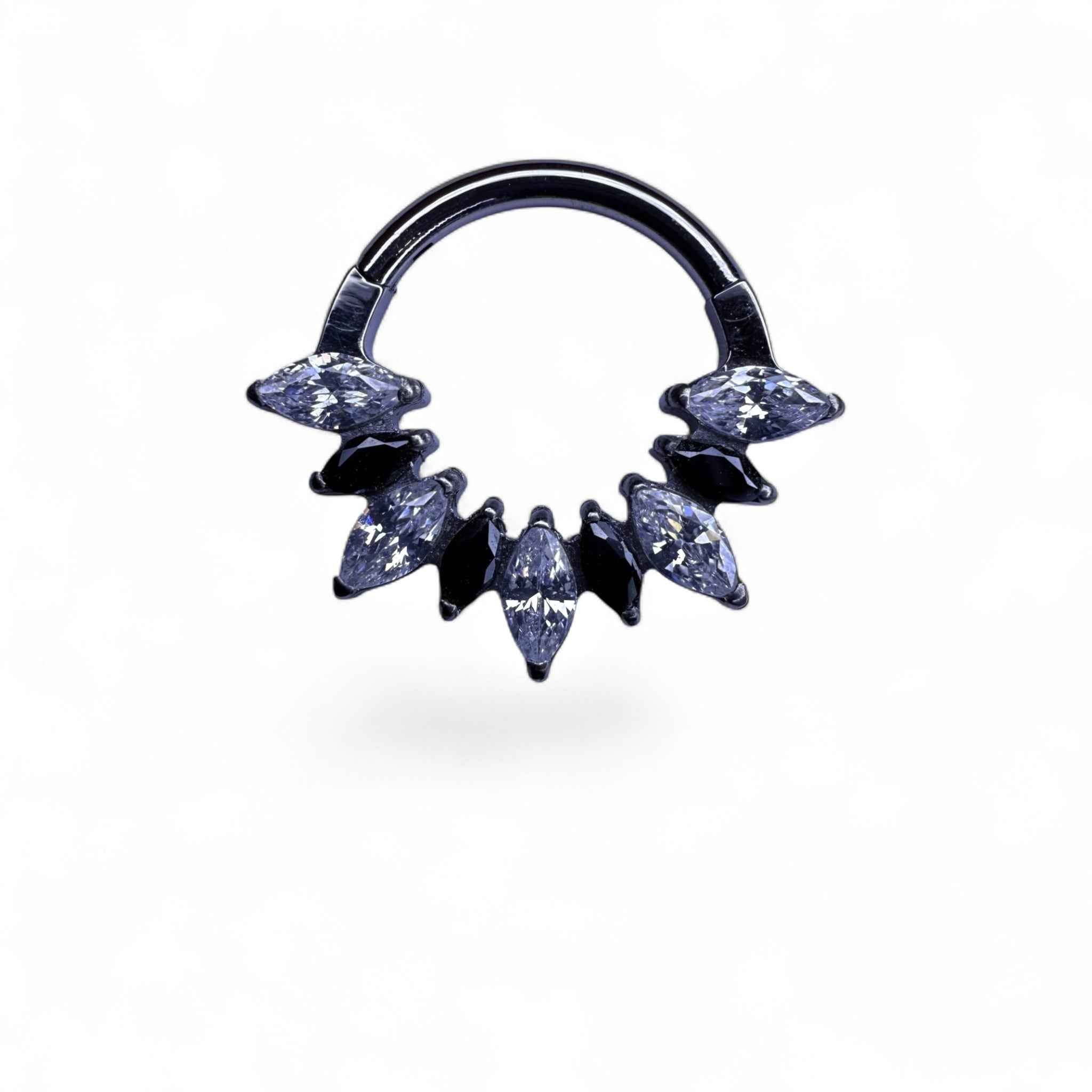 Clicker in titanio con zirconi marquise a ventaglio alternati – Azenya