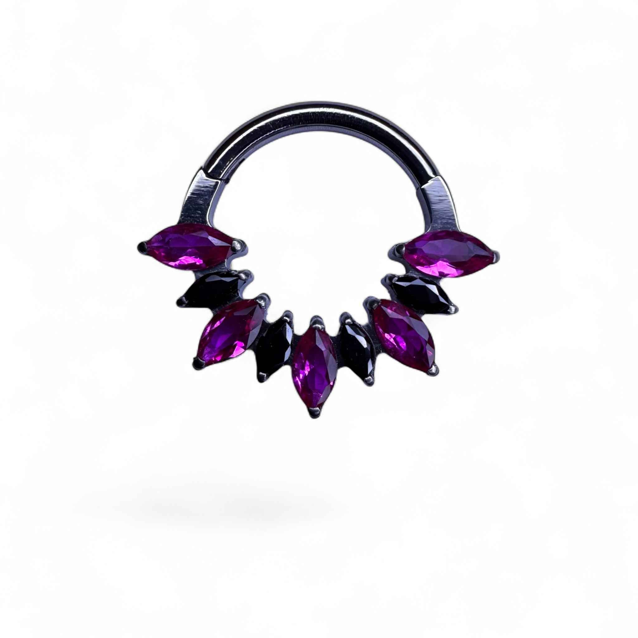 Clicker in titanio con zirconi marquise a ventaglio alternati – Azenya