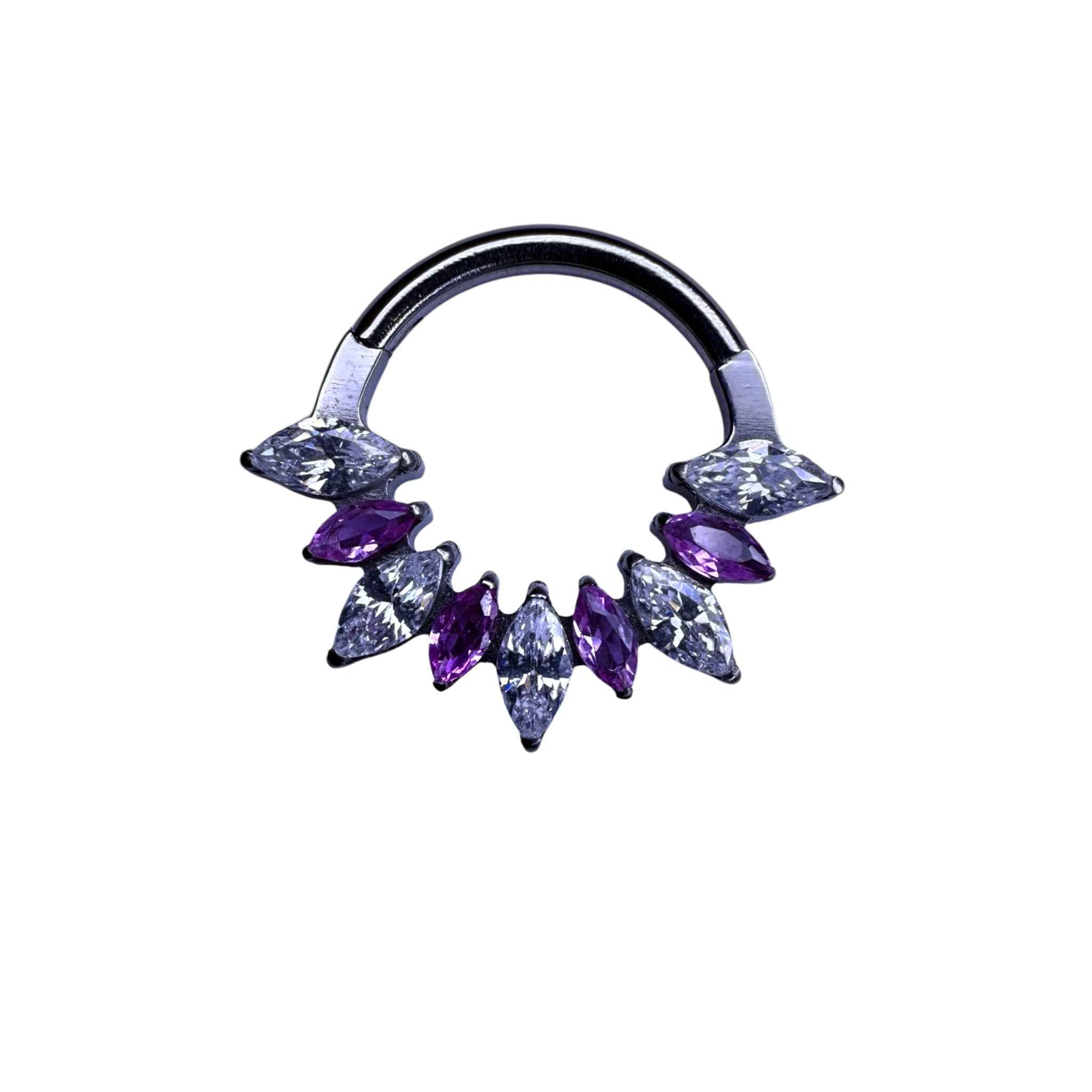 Clicker in titanio con zirconi marquise a ventaglio alternati – Azenya