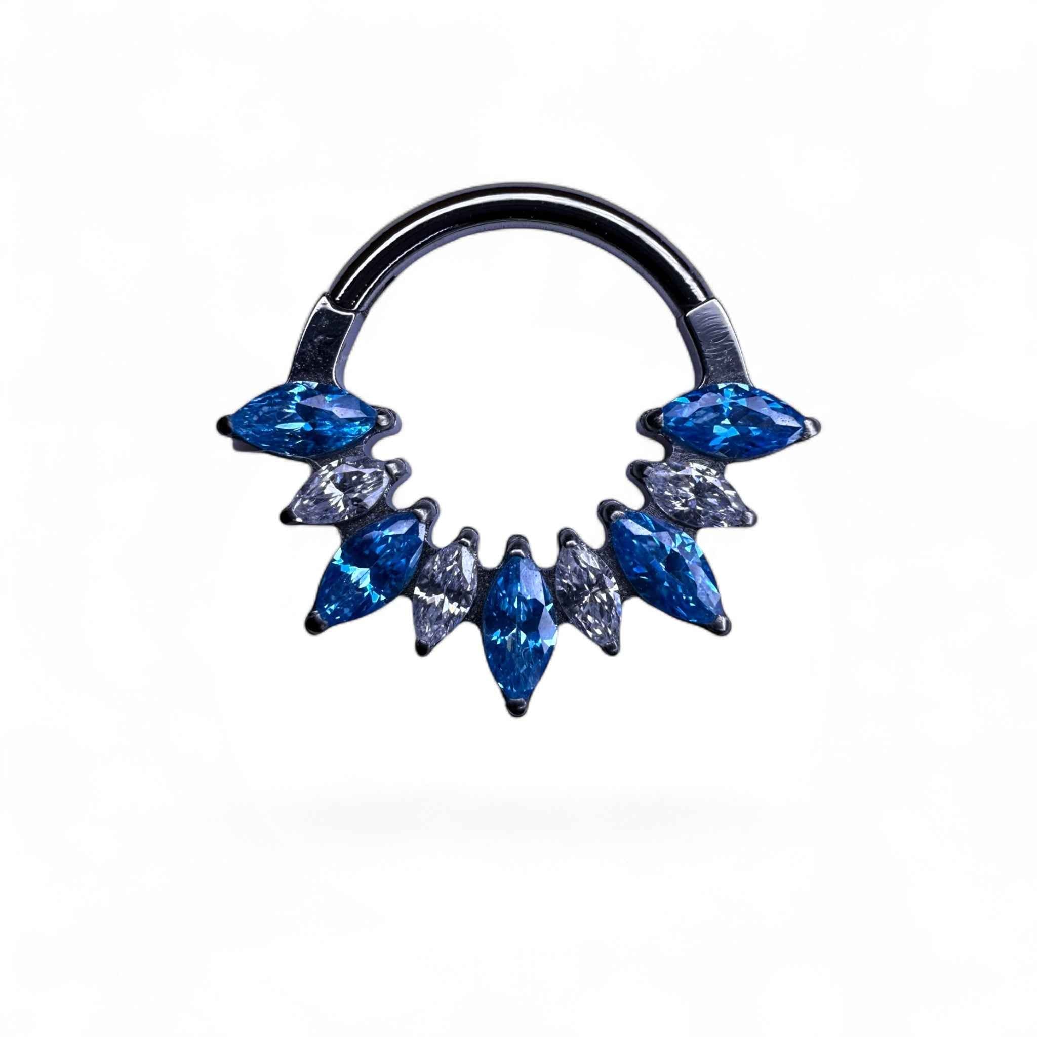 Clicker in titanio con zirconi marquise a ventaglio alternati – Azenya