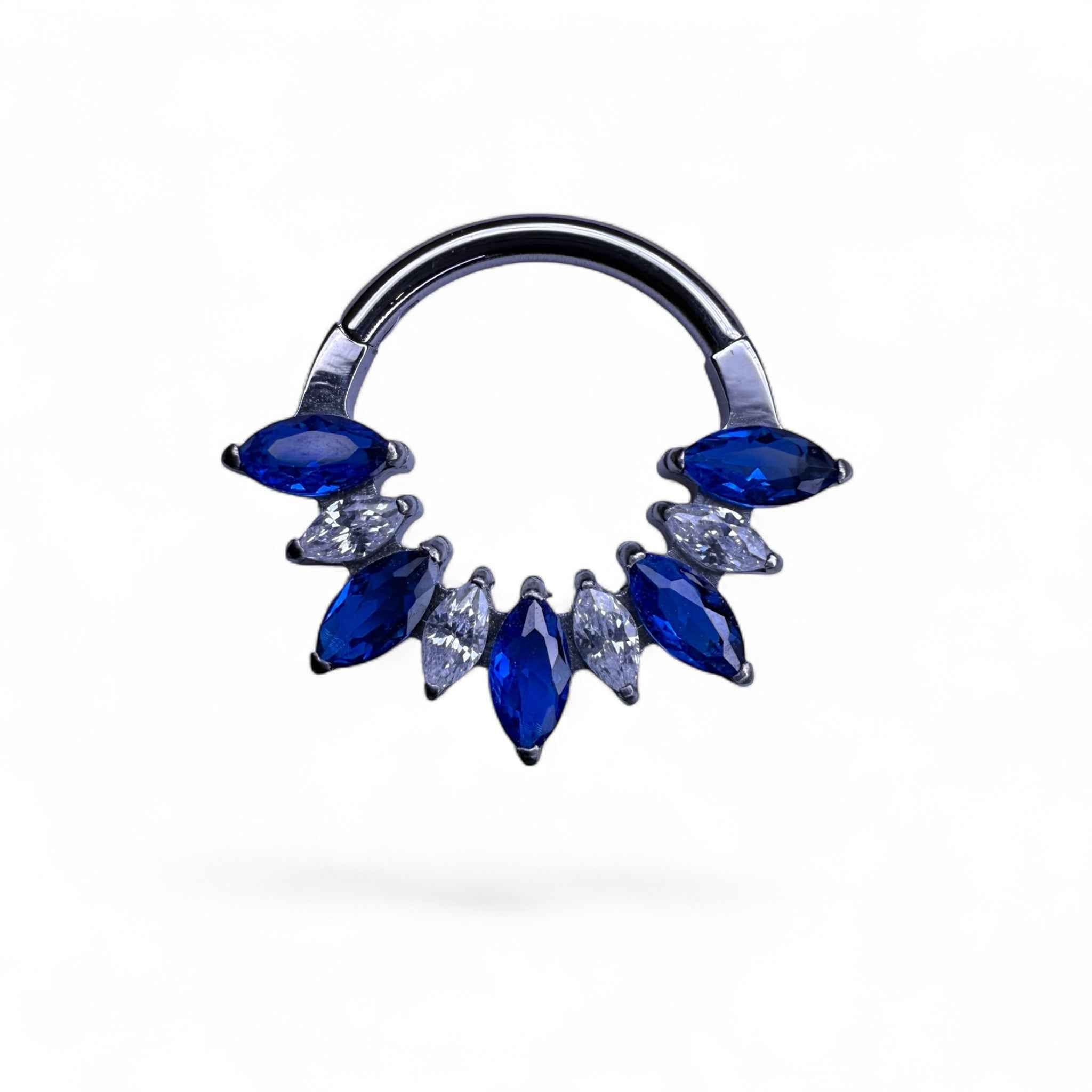 Clicker in titanio con zirconi marquise a ventaglio alternati – Azenya