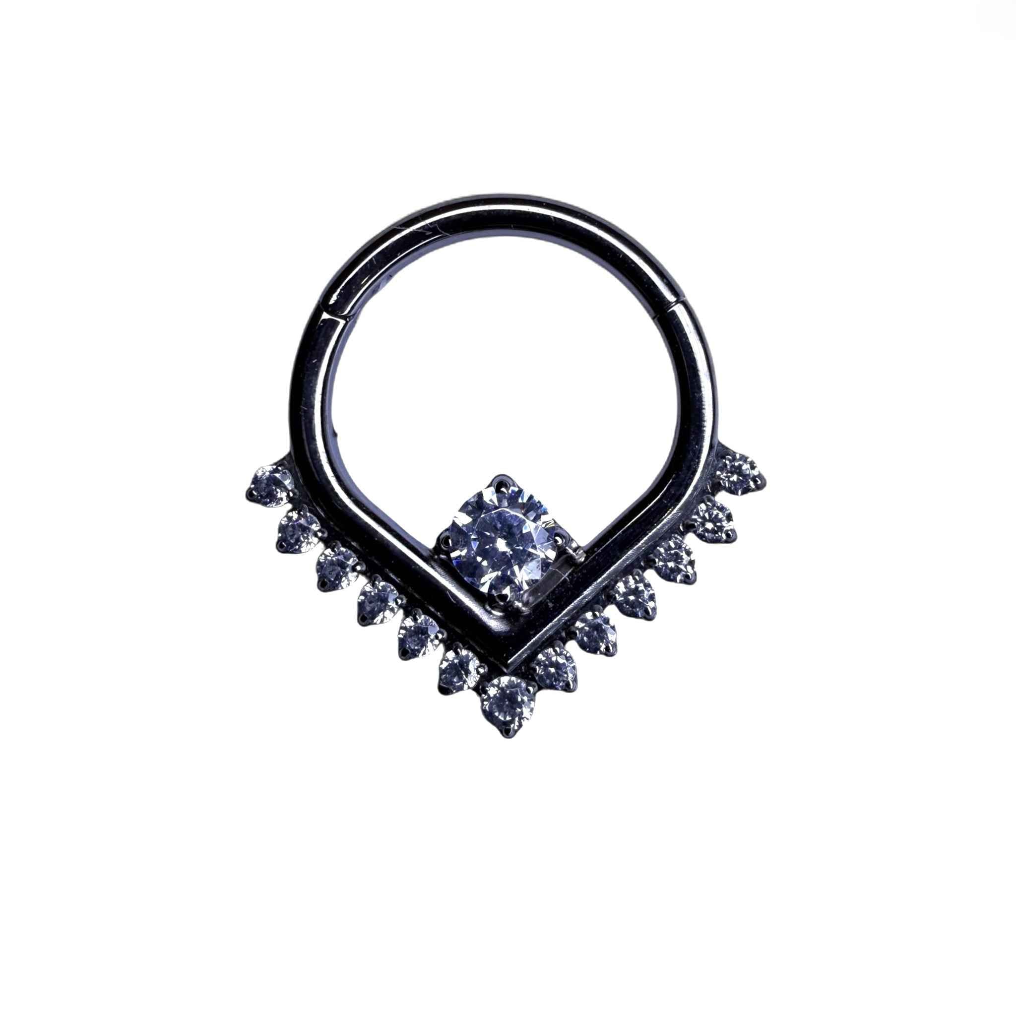 Clicker in titanio con zirconi pavé e pietra centrale – Lyrisse