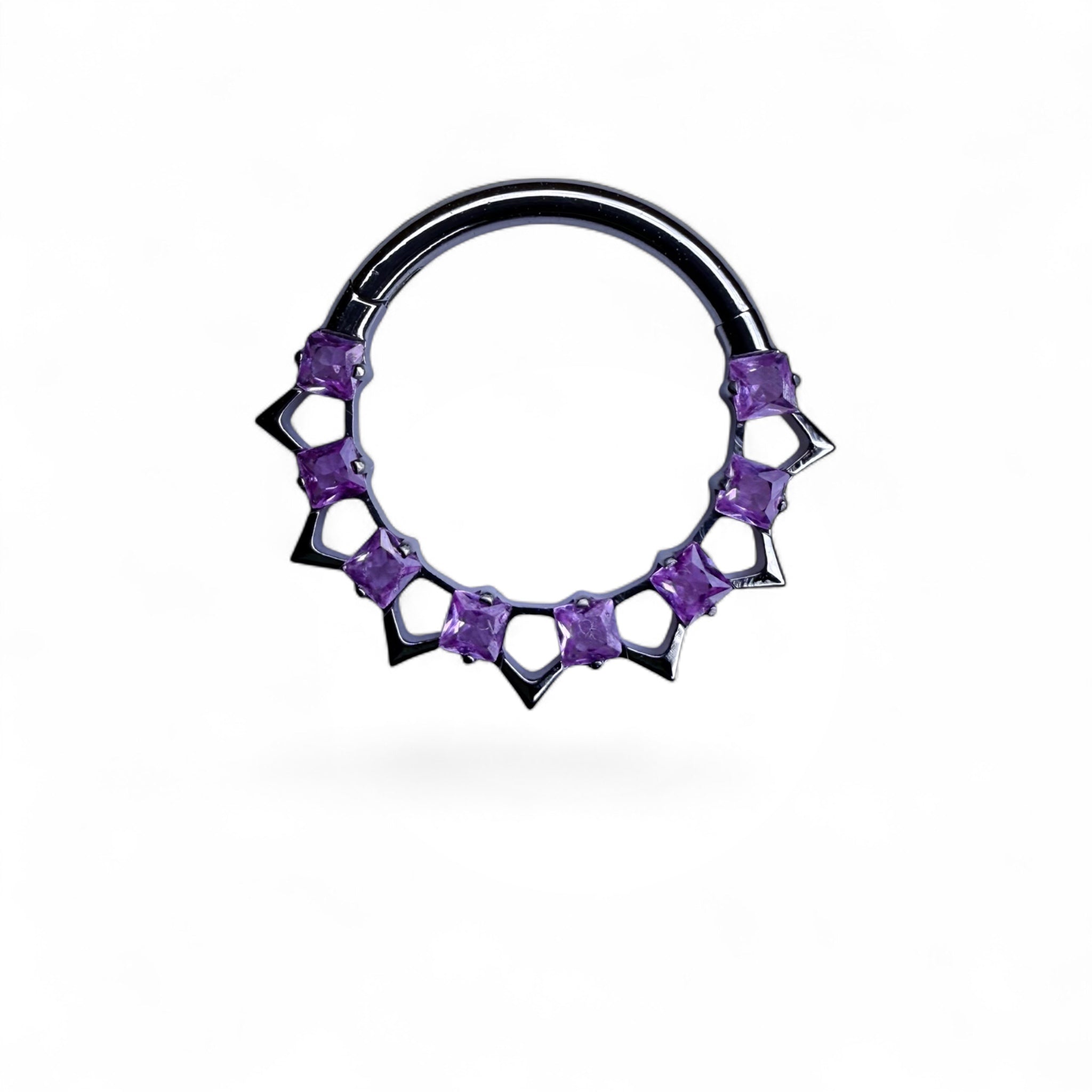 Clicker in titanio con zirconi geometrici traforati – Elowen