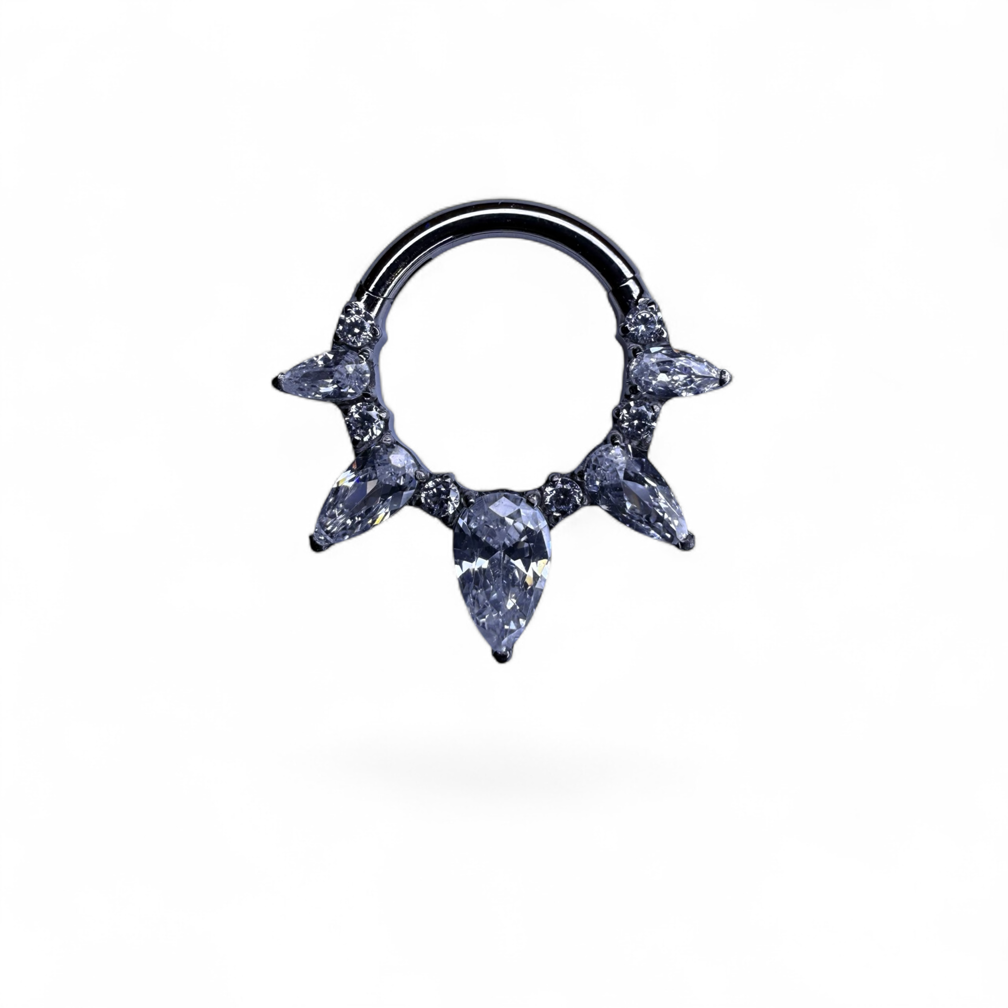 Clicker in titanio con zirconi marquise e pietra centrale – Éloane