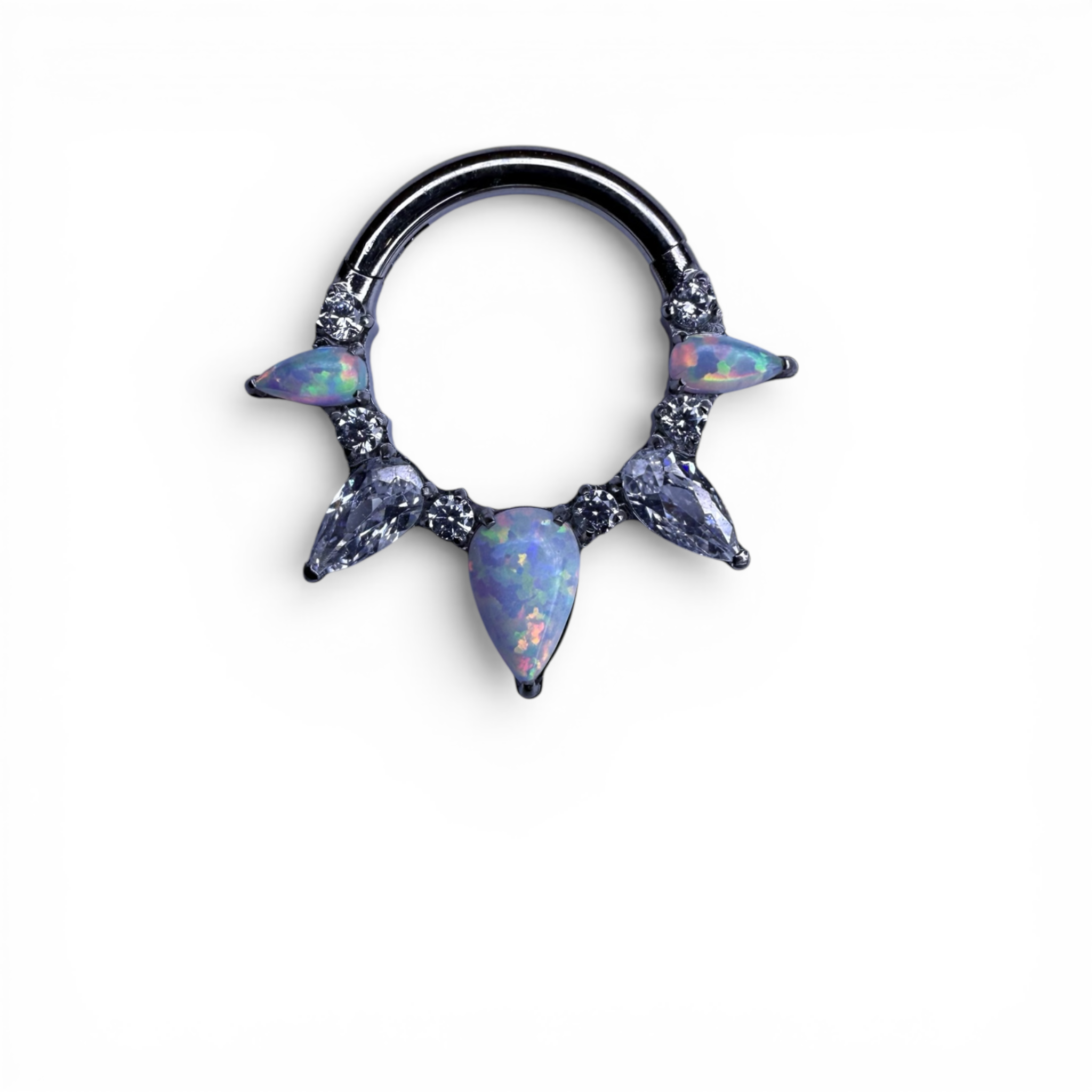 Clicker in titanio con zirconi marquise e pietra centrale – Éloane