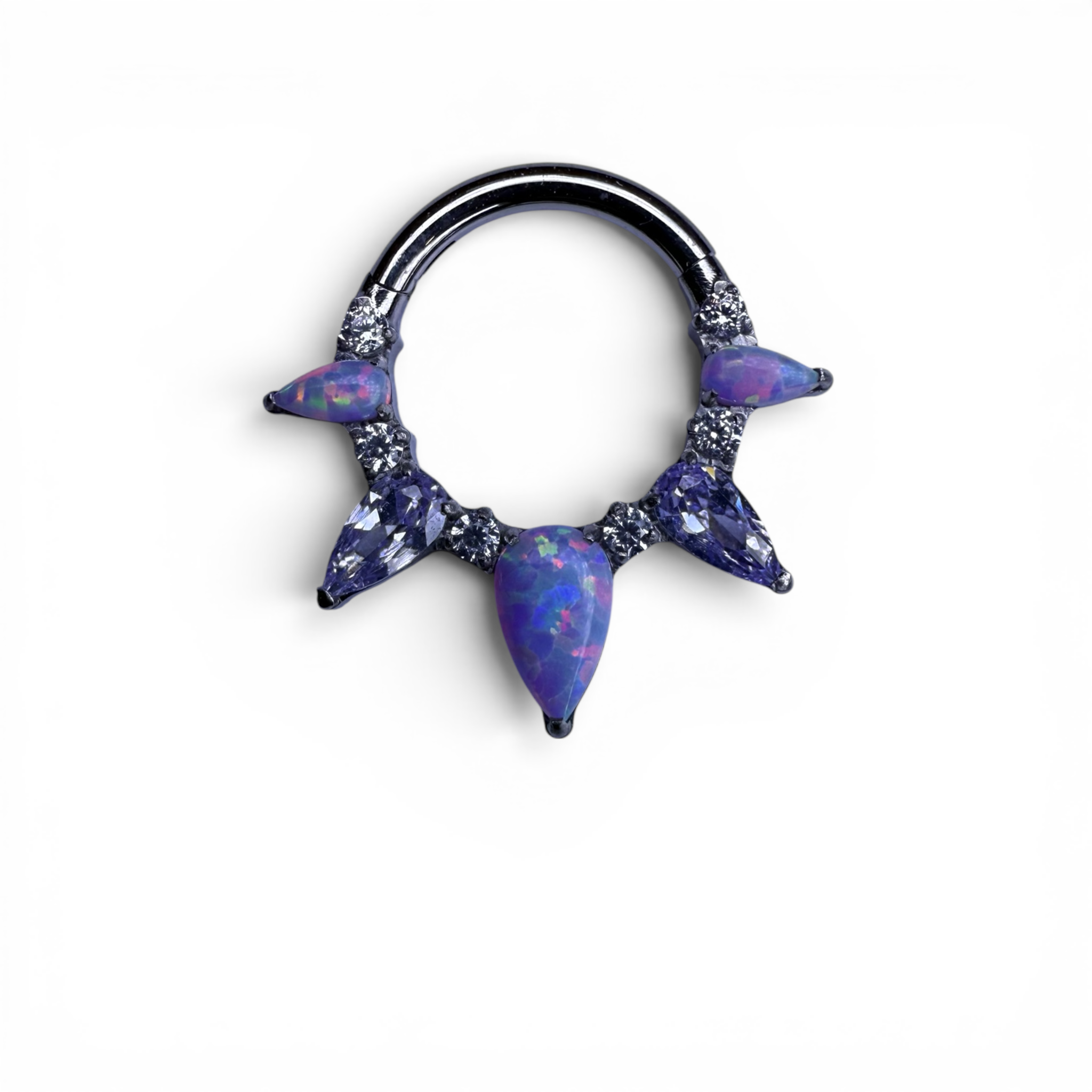 Clicker in titanio con zirconi marquise e pietra centrale – Éloane