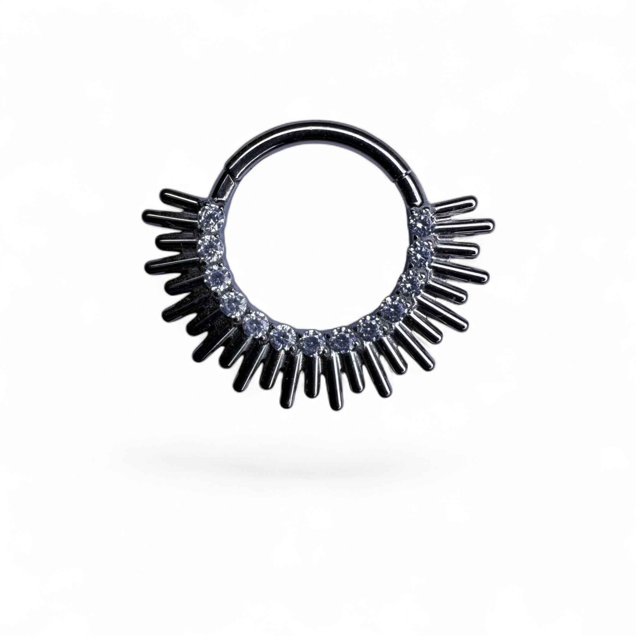 Clicker in titanio con zirconi e design a raggi – Aurelia