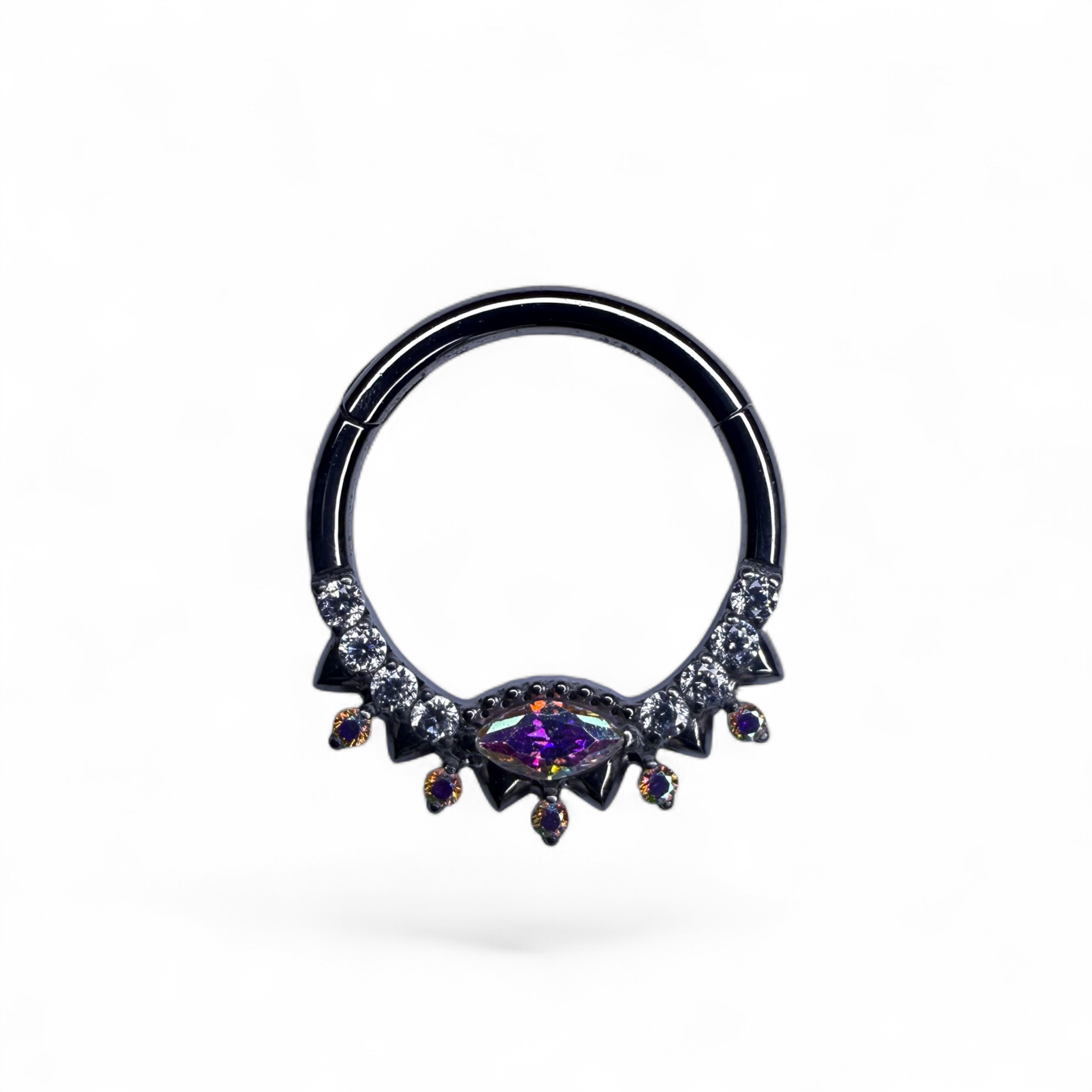 Clicker in titanio con zirconi e marquise centrale – Zirel