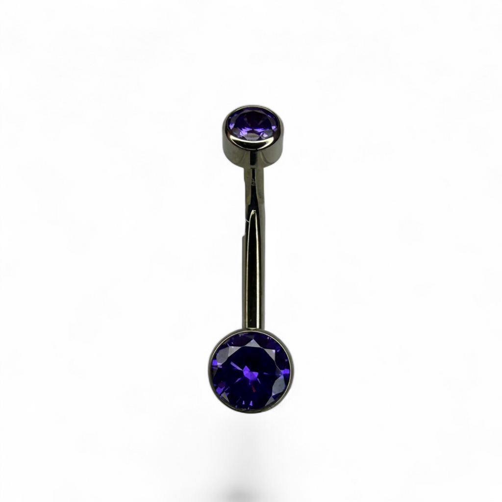 Piercing ombelico in titanio con doppio brillante rotondo