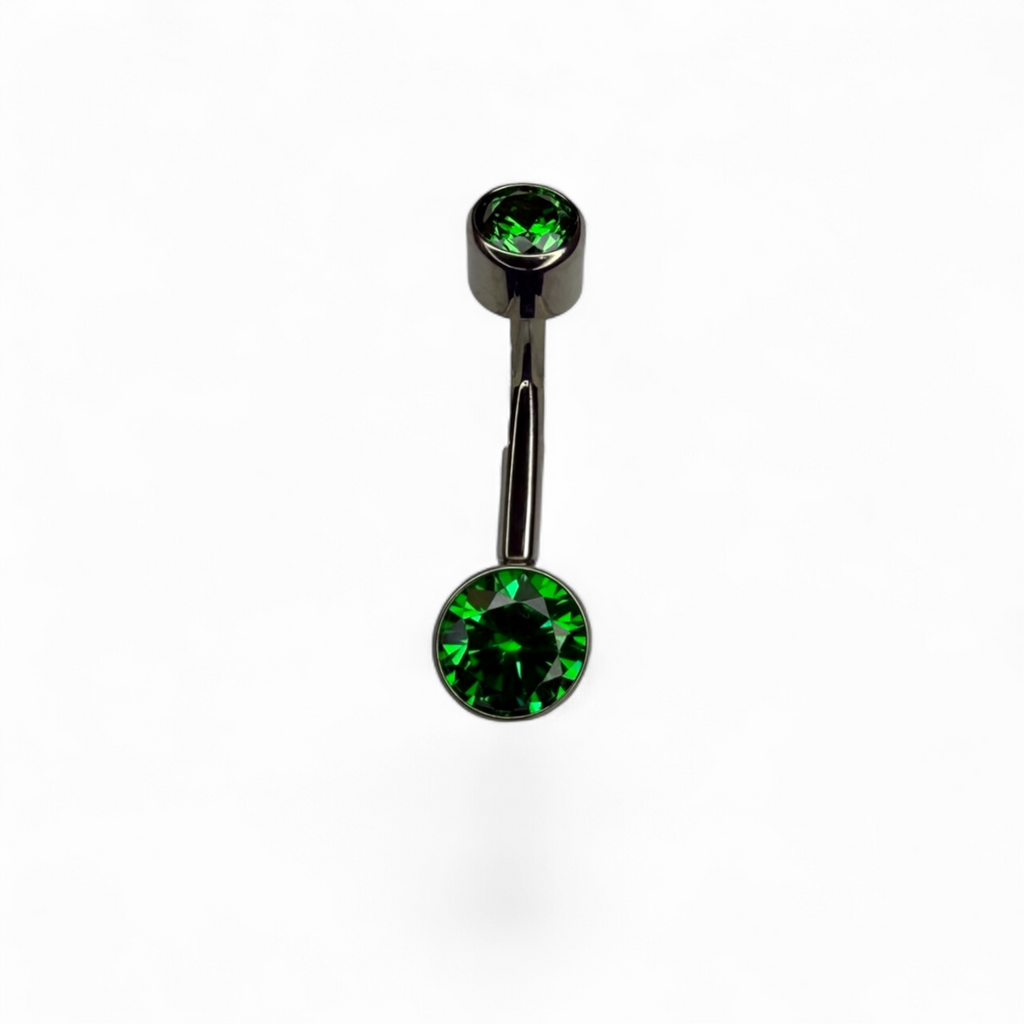 Piercing ombelico in titanio con doppio brillante rotondo