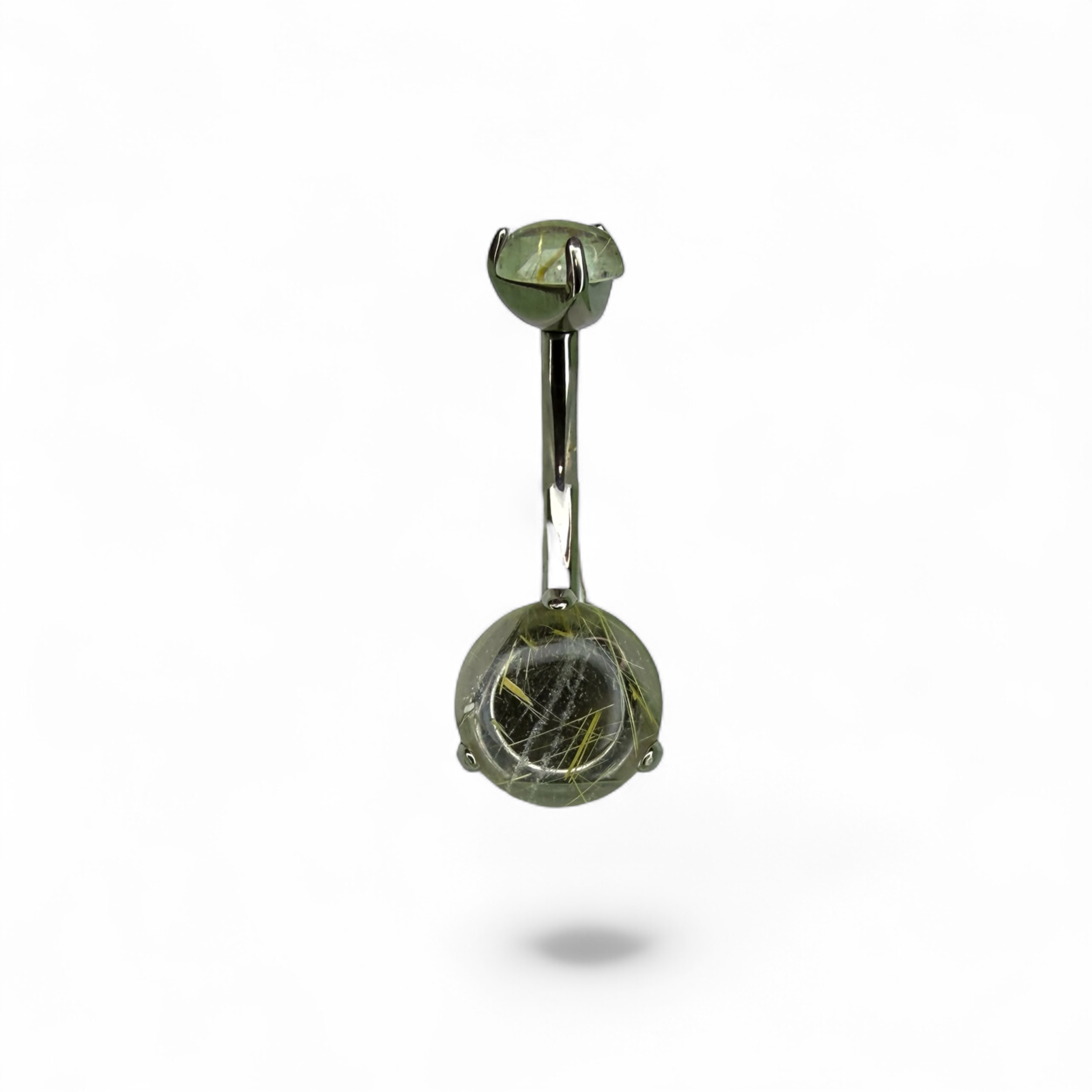 Piercing ombelico in titanio con pietra naturale rotonda