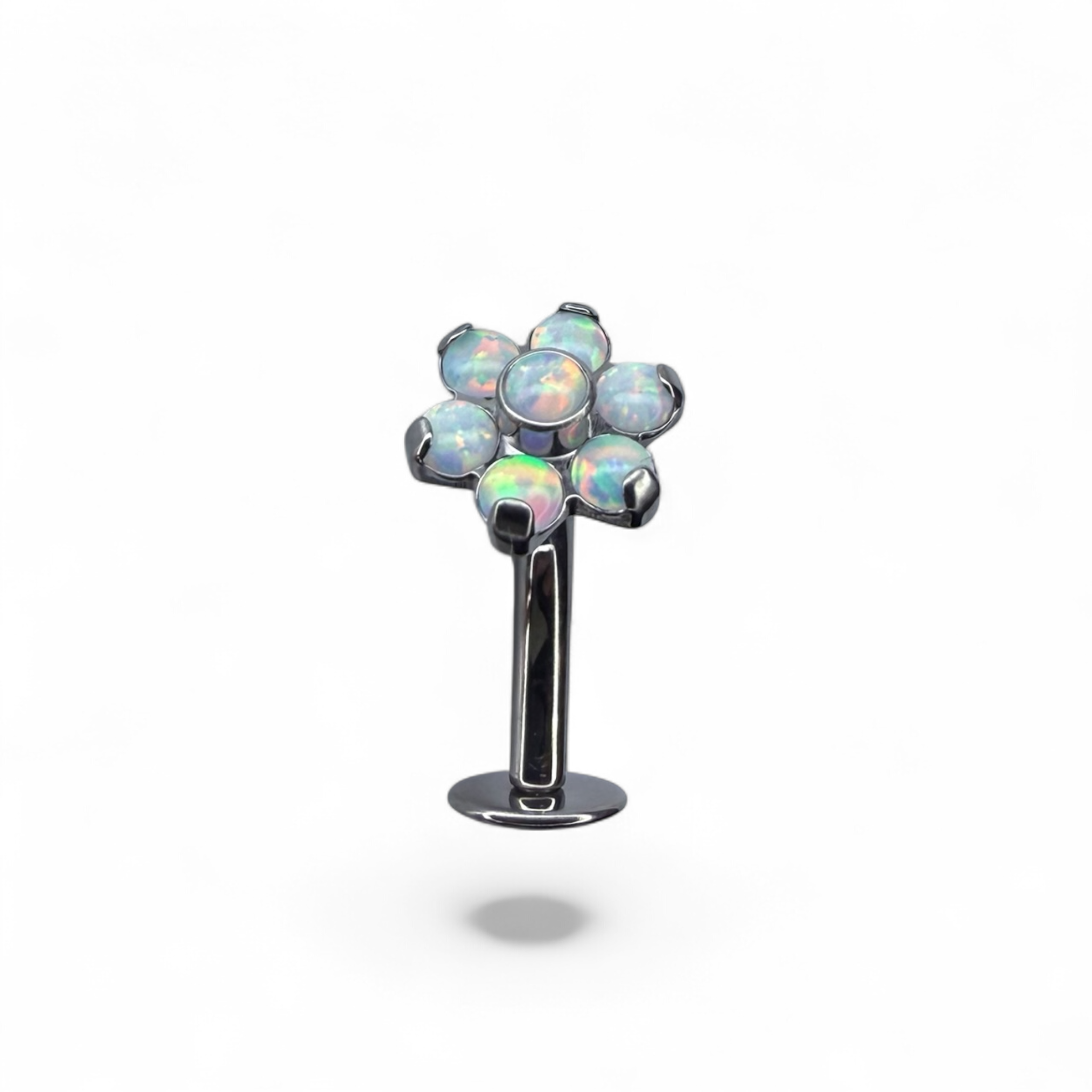 Piercing floating navel in titanio con design a fiore