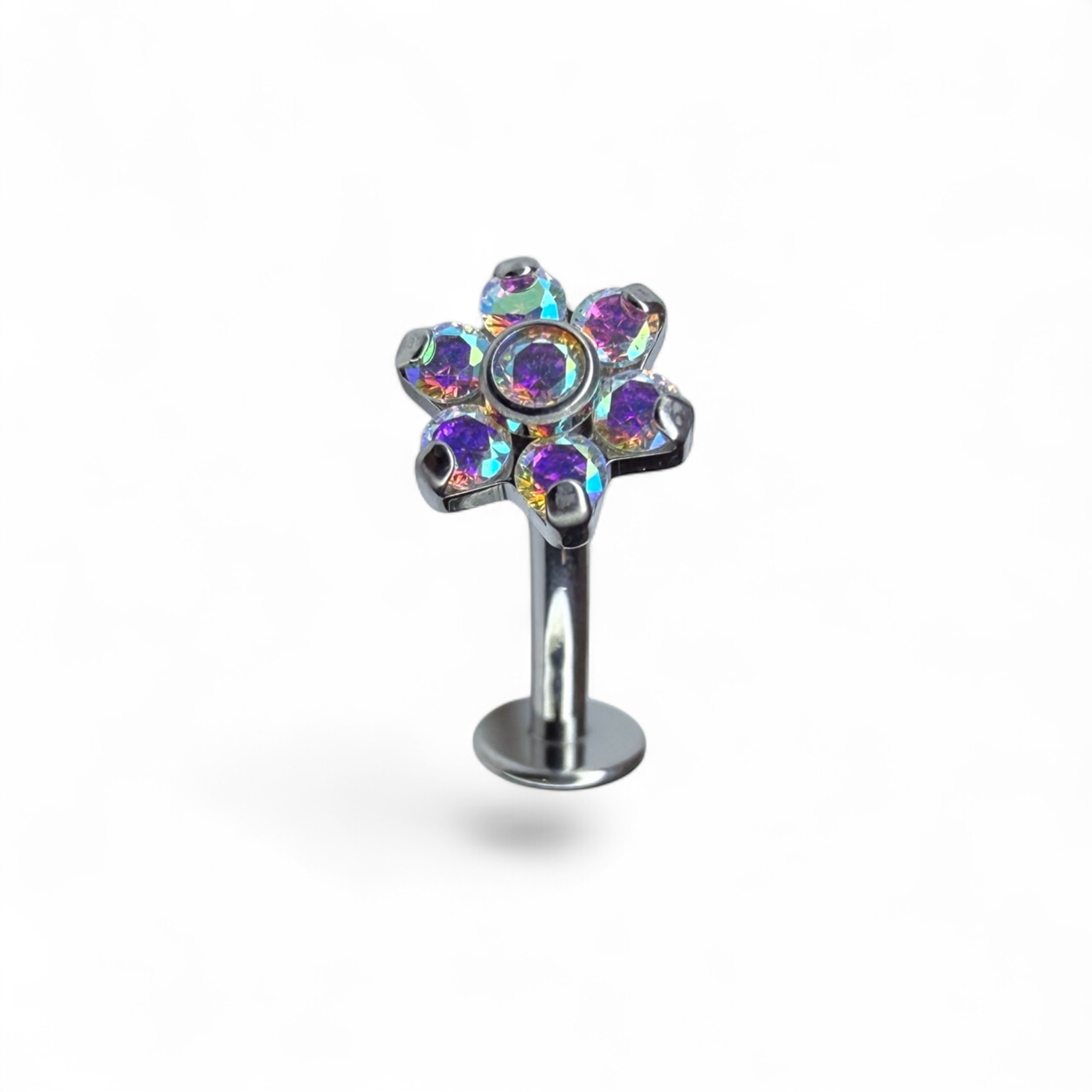Piercing floating navel in titanio con design a fiore