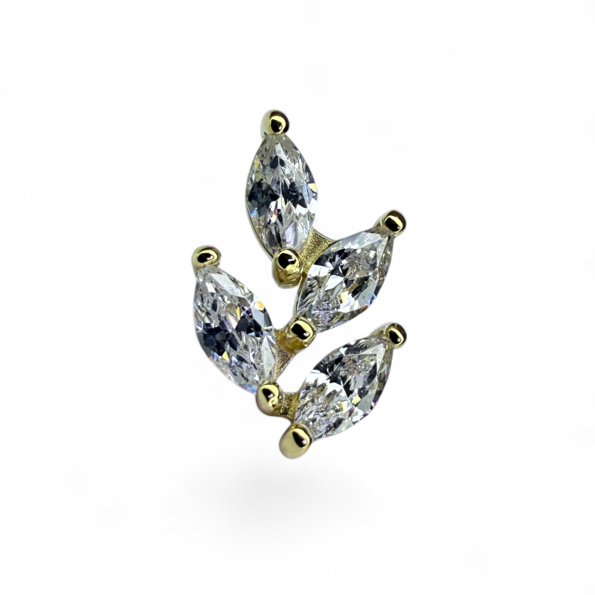Piercing in oro 14k cluster marquise a foglia
