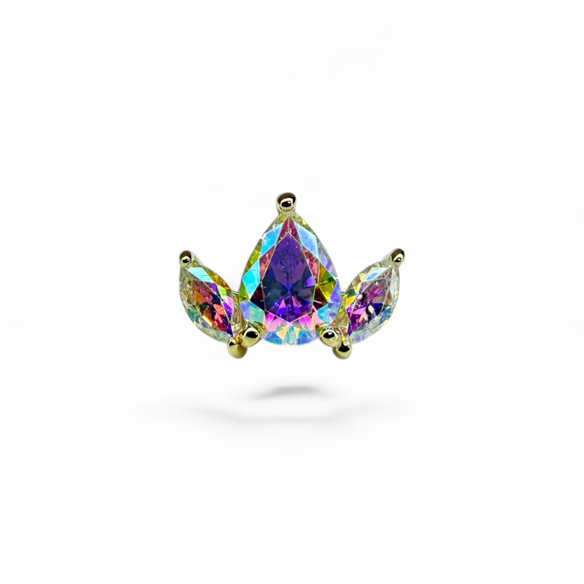 Piercing in oro 14k trio goccia e marquise rainbow