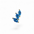 Piercing in oro 14k marquise a ramoscello blu