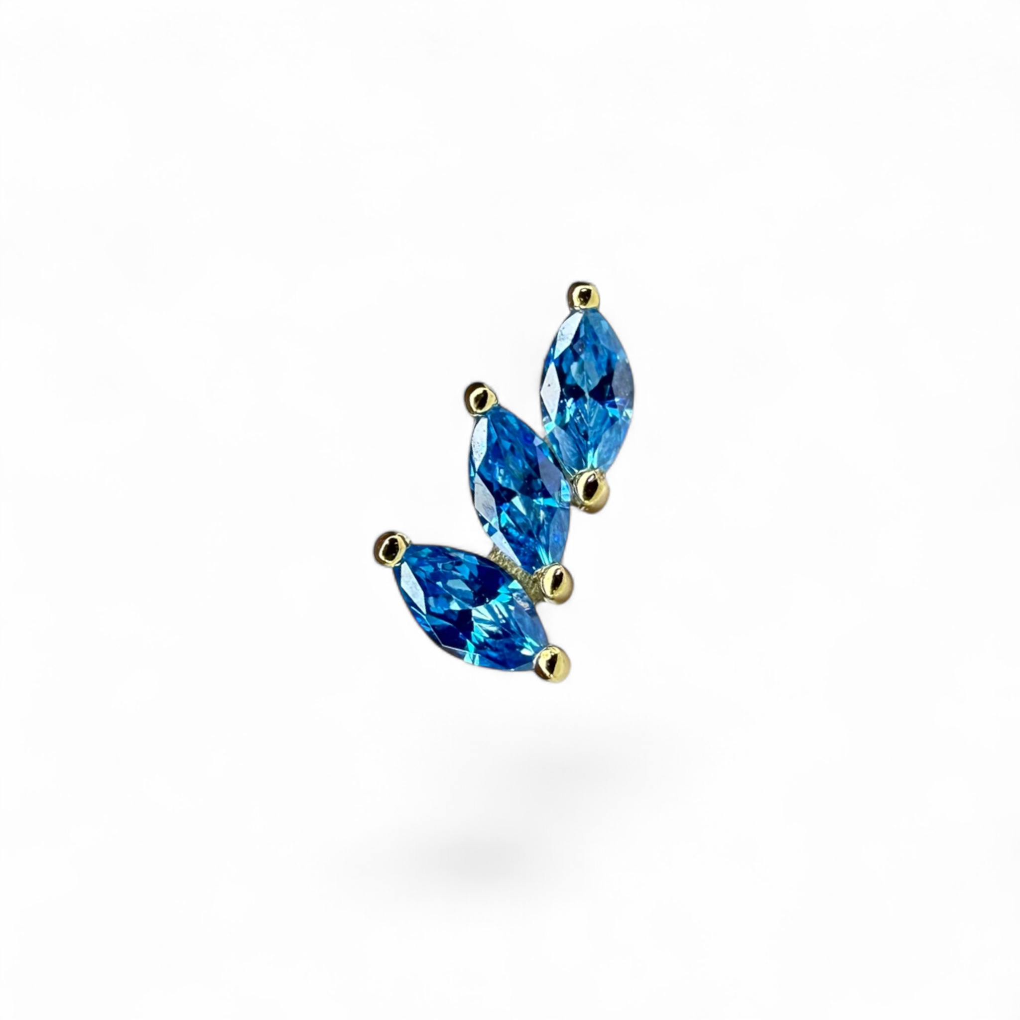 Piercing in oro 14k marquise a ramoscello blu