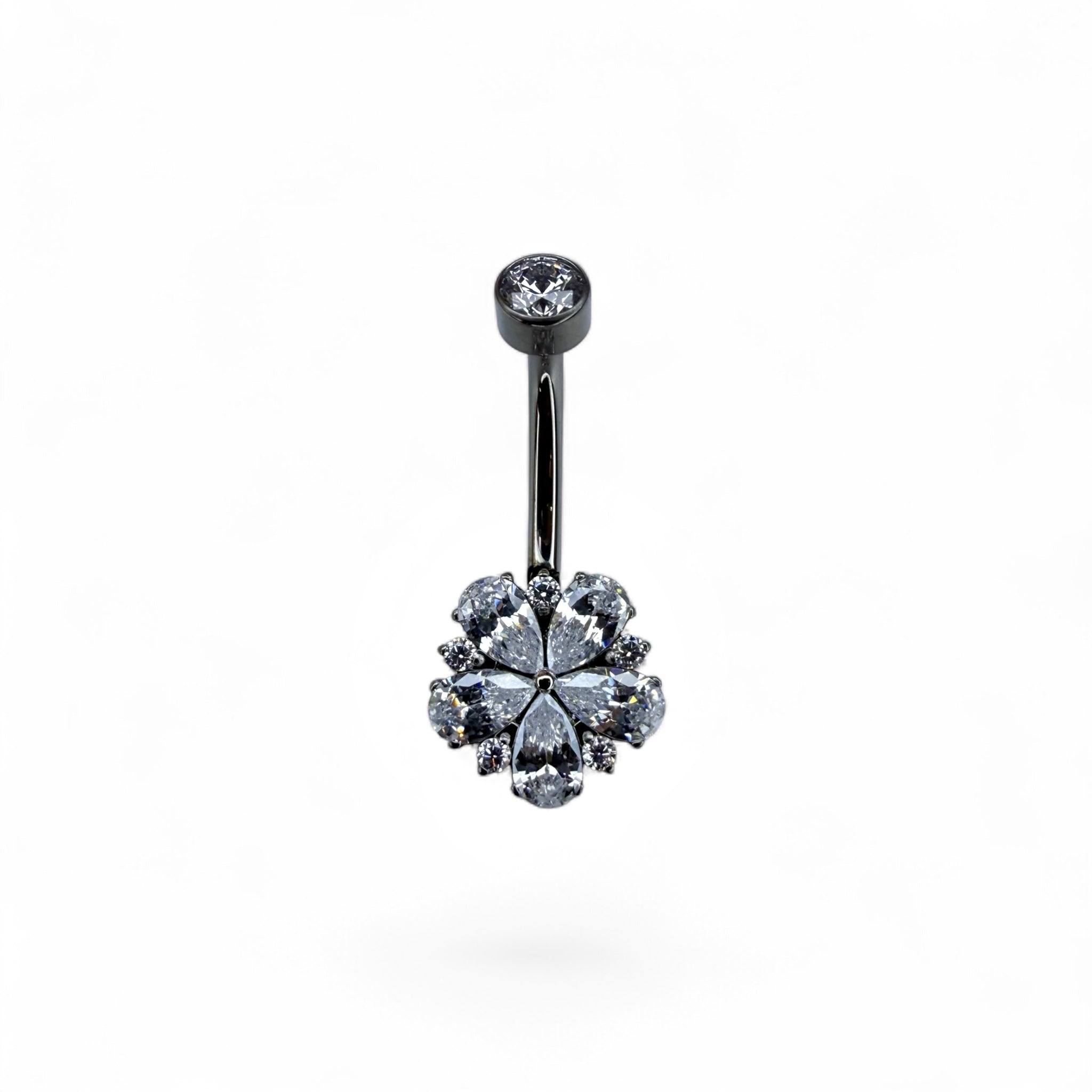 Piercing ombelico in titanio a forma di fiore luminoso