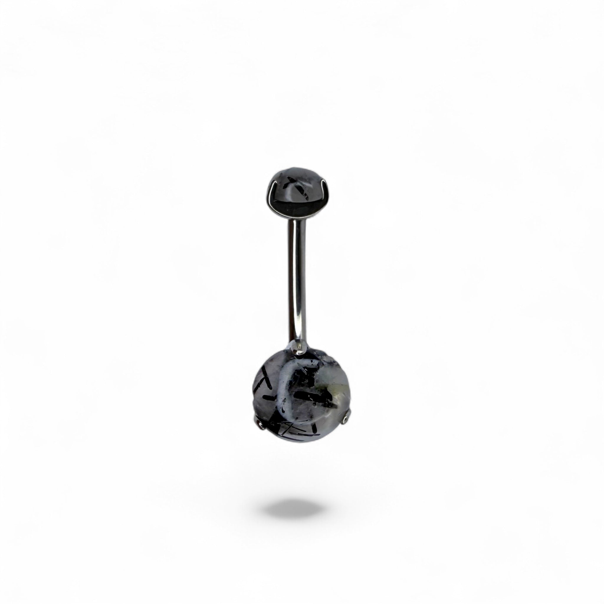 Piercing ombelico in titanio con pietra naturale rotonda