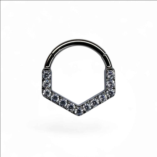 Clicker in titanio chevron con pavé frontale