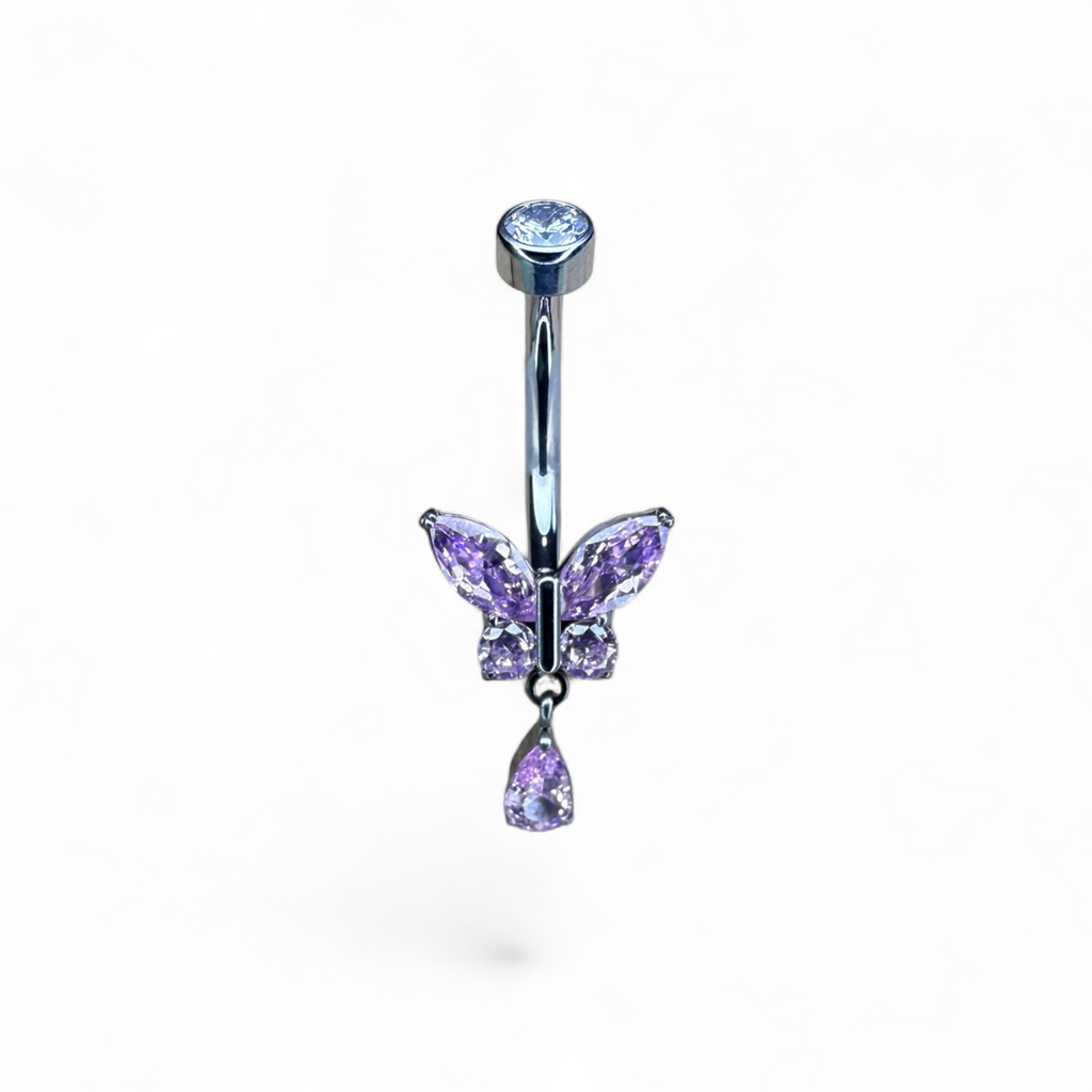 Piercing ombelico in titanio con farfalla e pendente