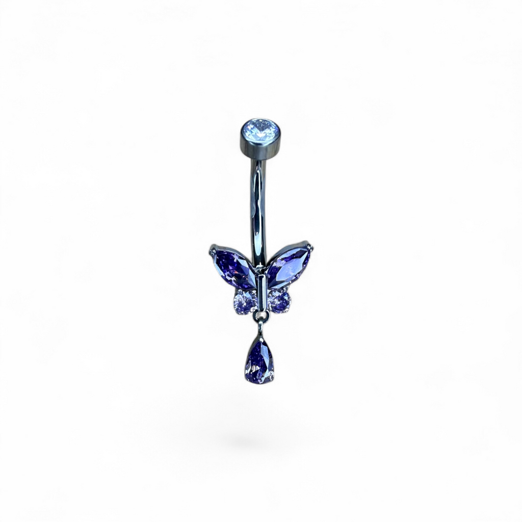 Piercing ombelico in titanio con farfalla e pendente
