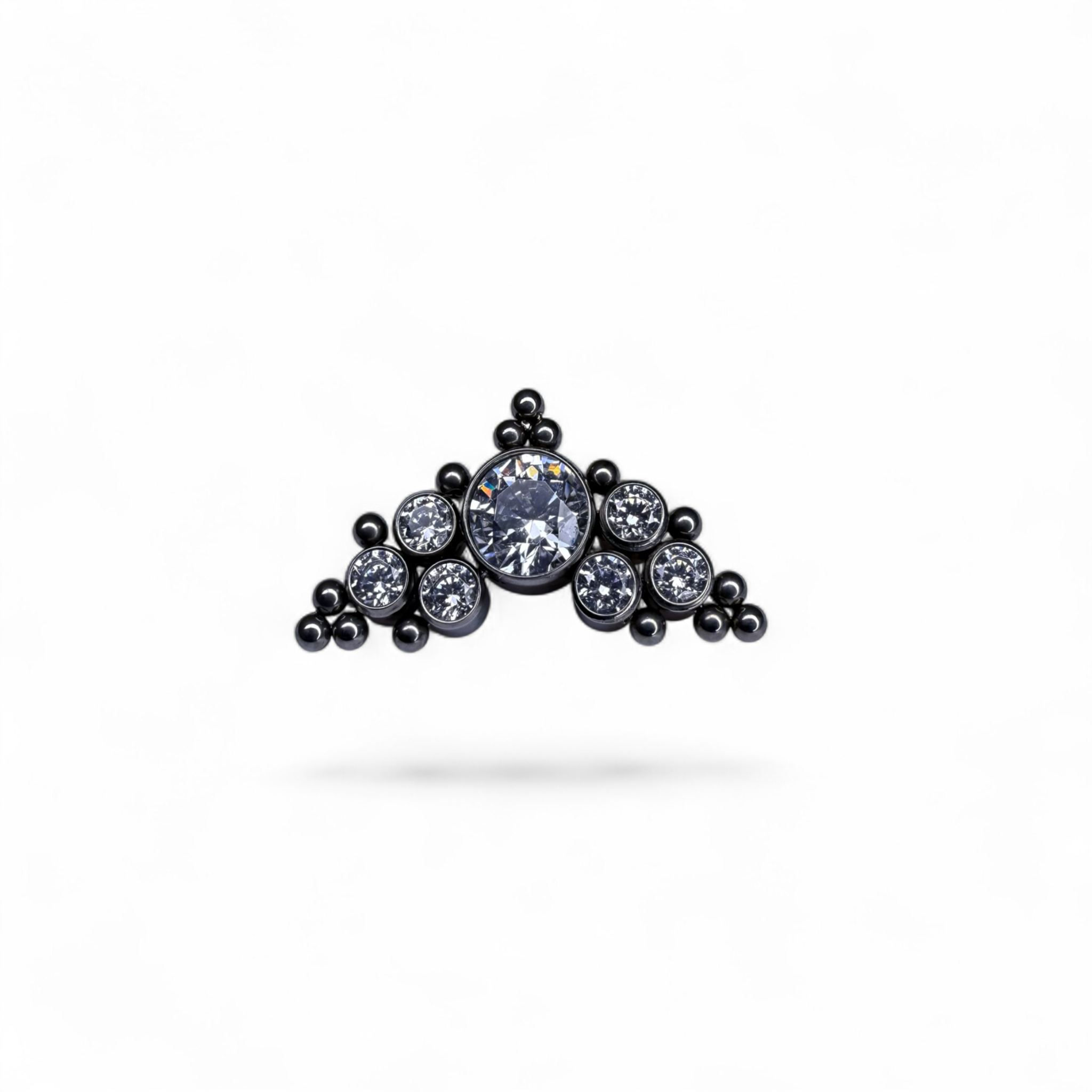Terminale in titanio crown pavé zirconi con sfere decorative