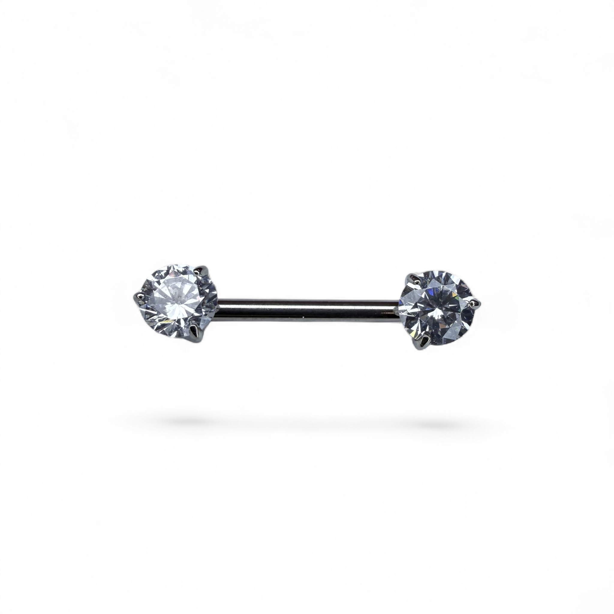 Barretta titanio nipple con zirconi brillanti push pin