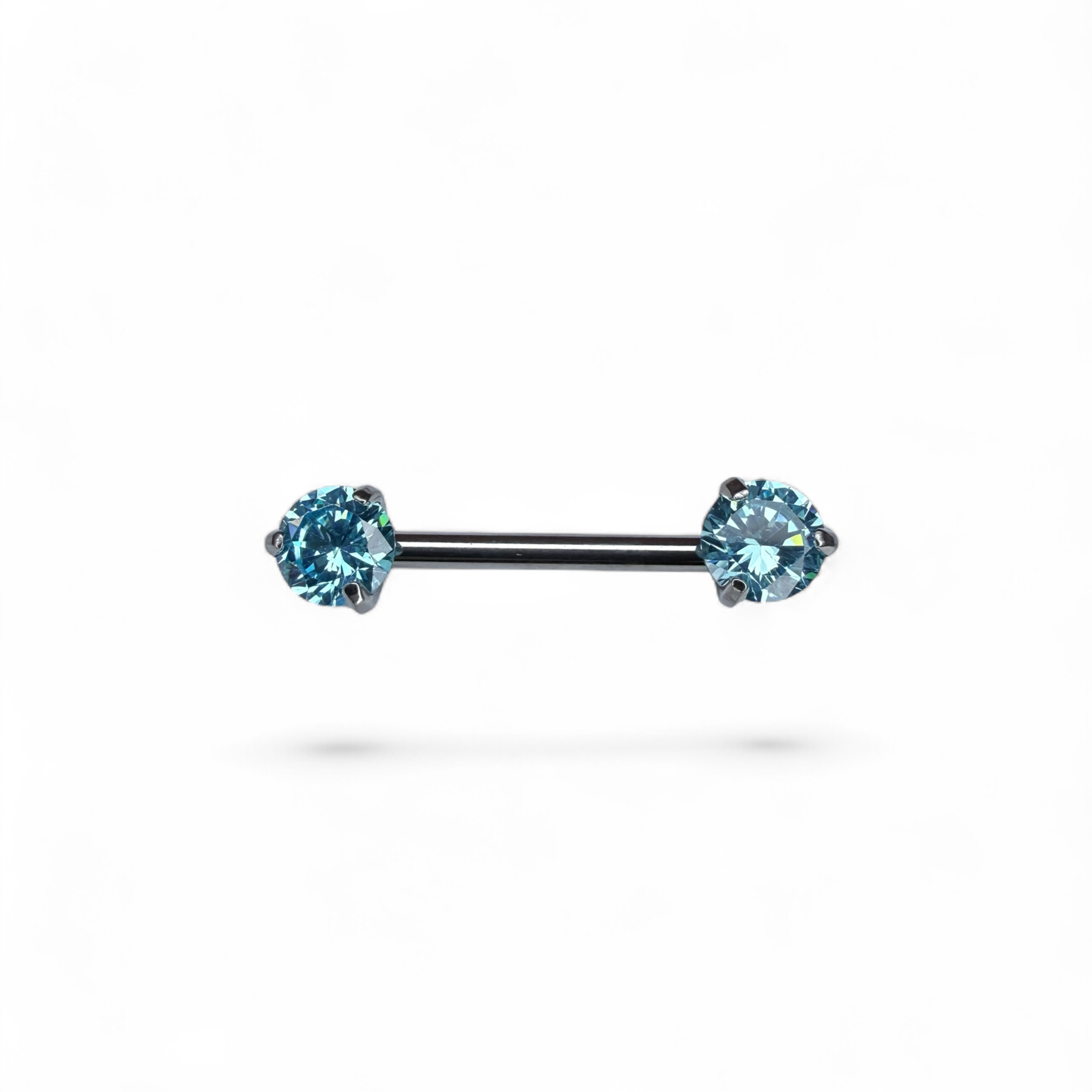 Barretta titanio nipple con zirconi brillanti push pin
