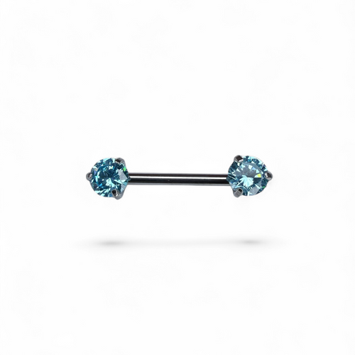 Barretta titanio nipple con zirconi brillanti push pin