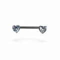 Barretta titanio nipple cuori zircone push pin
