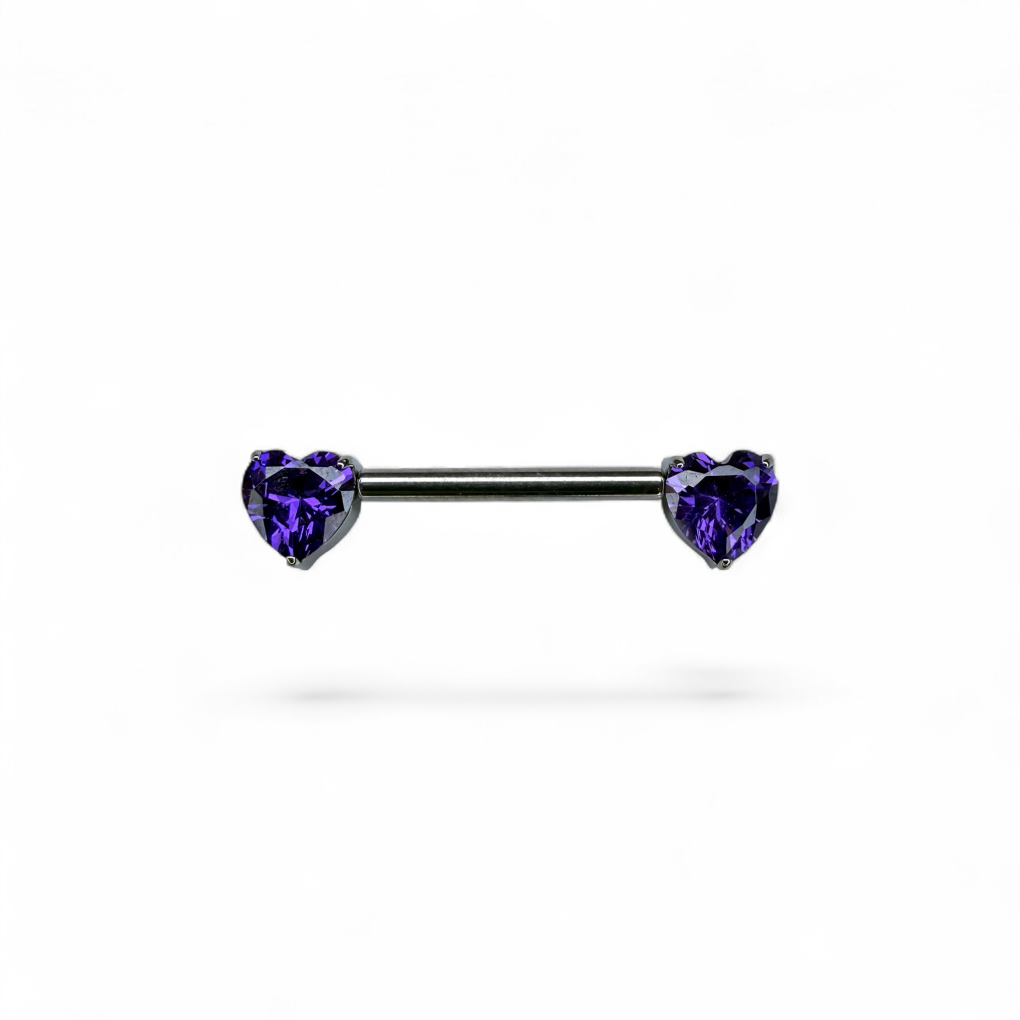 Barretta titanio nipple cuori zircone push pin