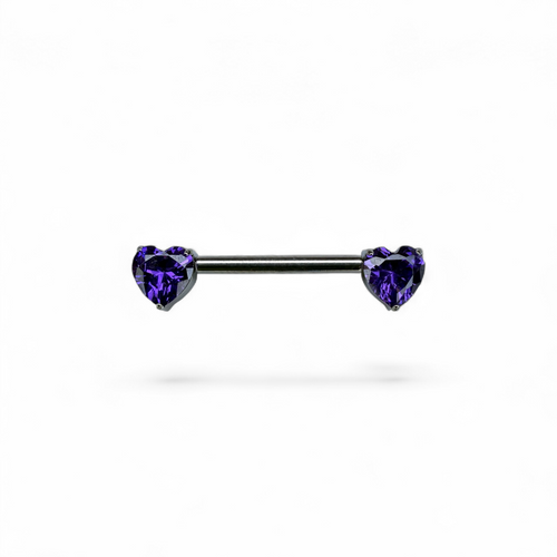 Barretta titanio nipple cuori zircone push pin