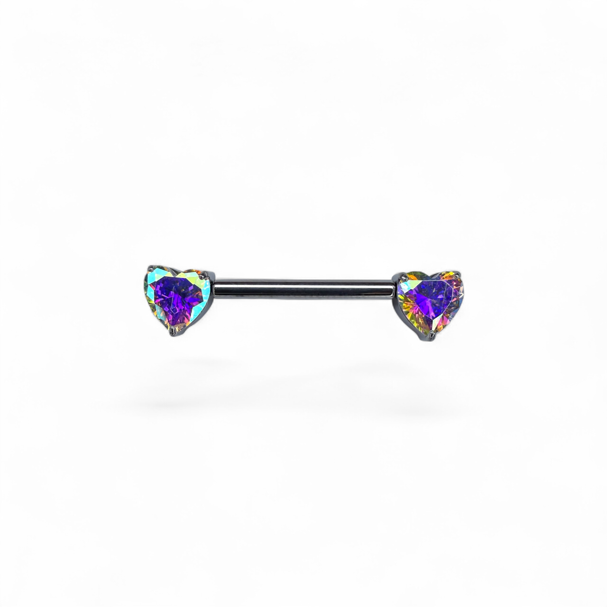 Barretta titanio nipple cuori zircone push pin