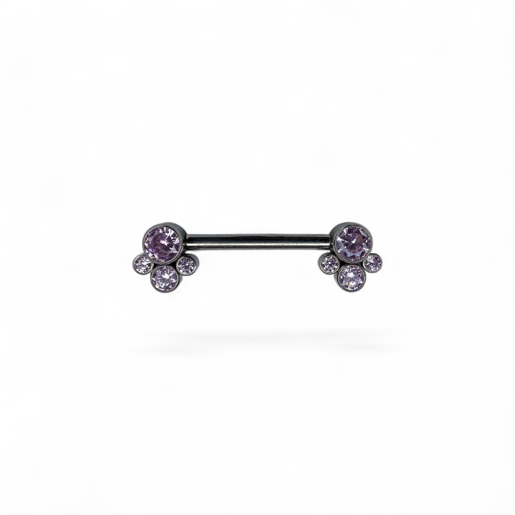 Barretta titanio nipple cluster zirconi rosa filettatura interna
