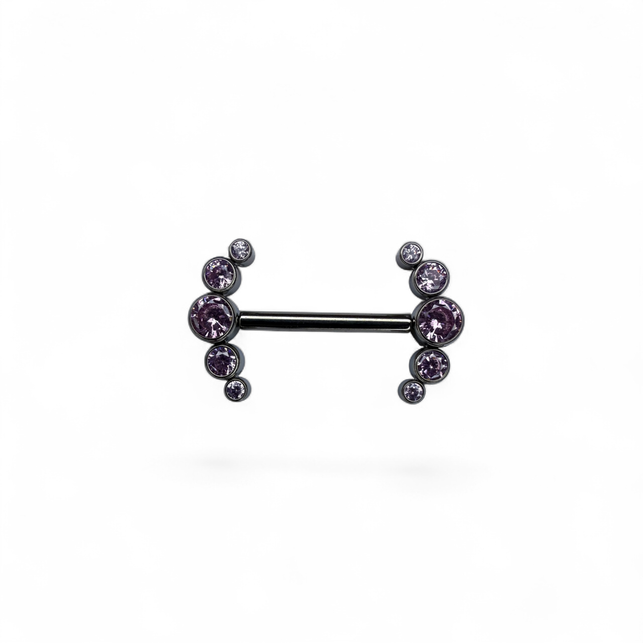 Barretta titanio nipple cluster zirconi rosa push pin