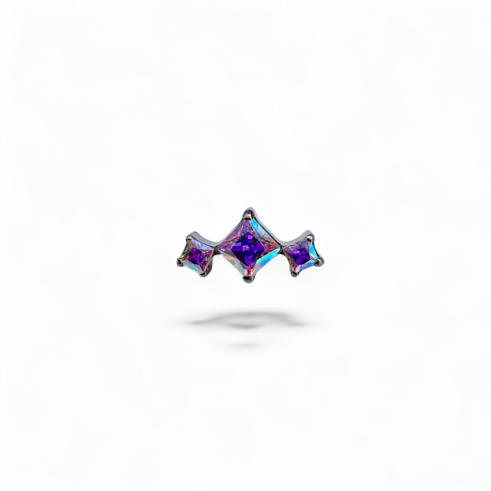 Terminale in titanio trio pietre princess luminose