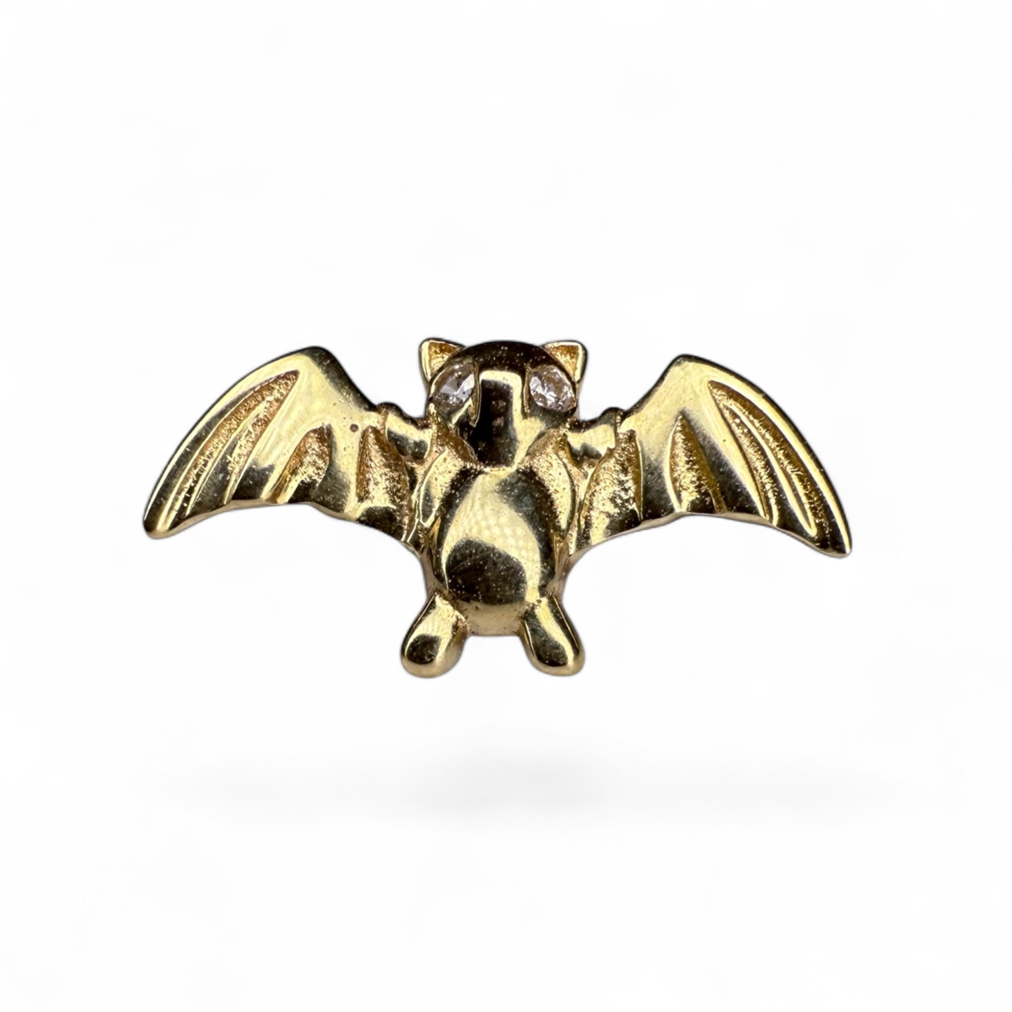 Terminale oro giallo 14k forma pipistrello con brillanti negli occhi