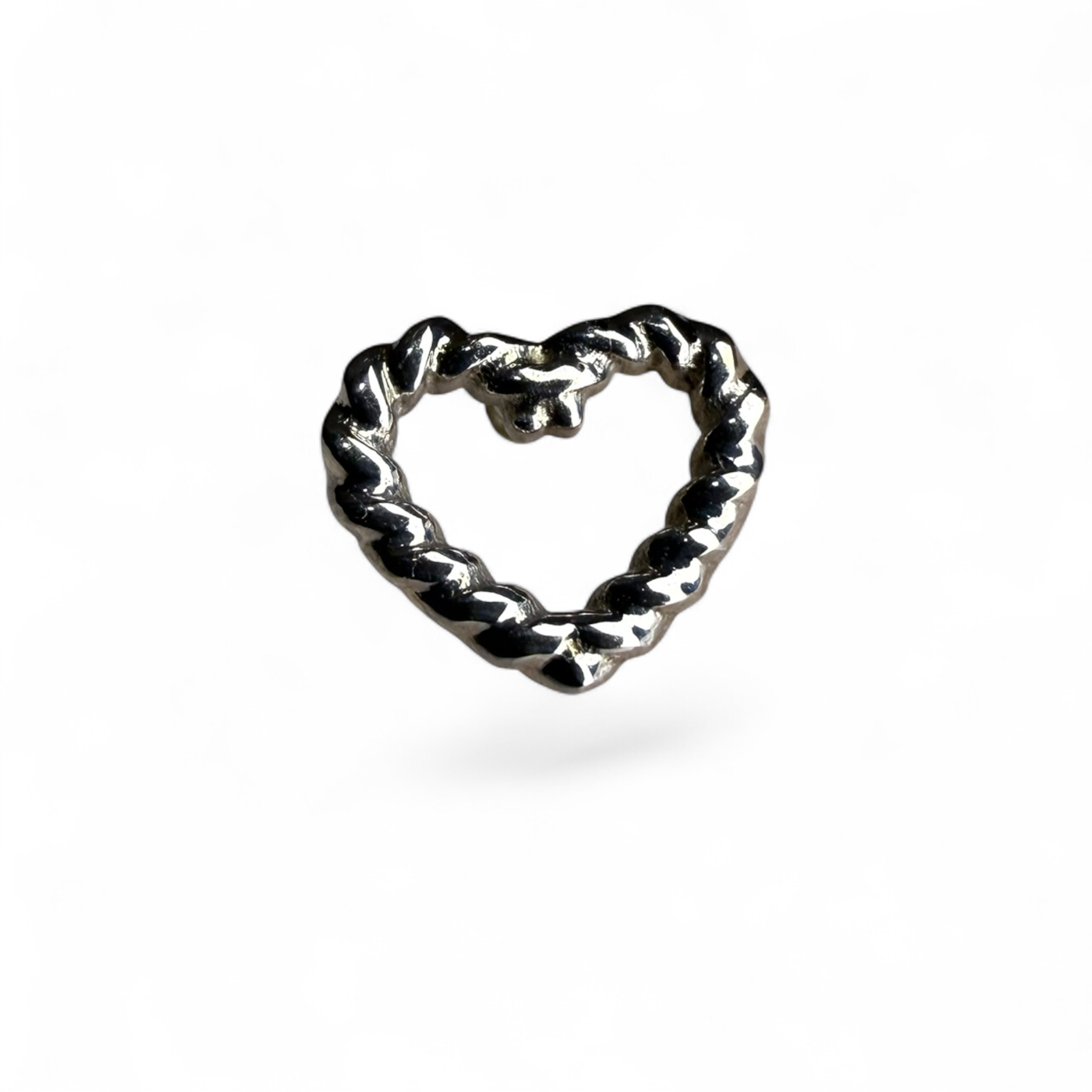 Terminale oro bianco 14k forma cuore