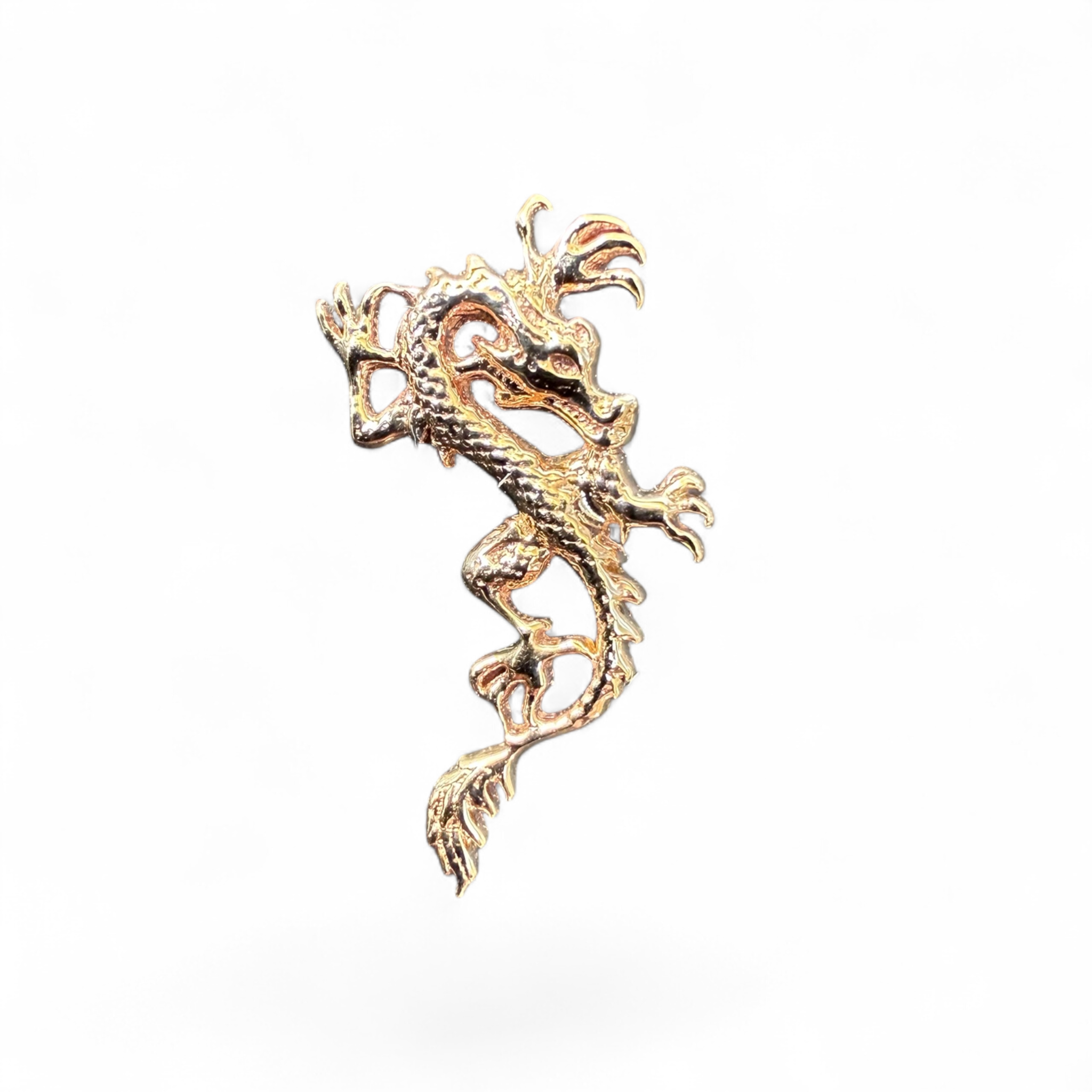 Terminale oro giallo 14k forma dragone giapponese
